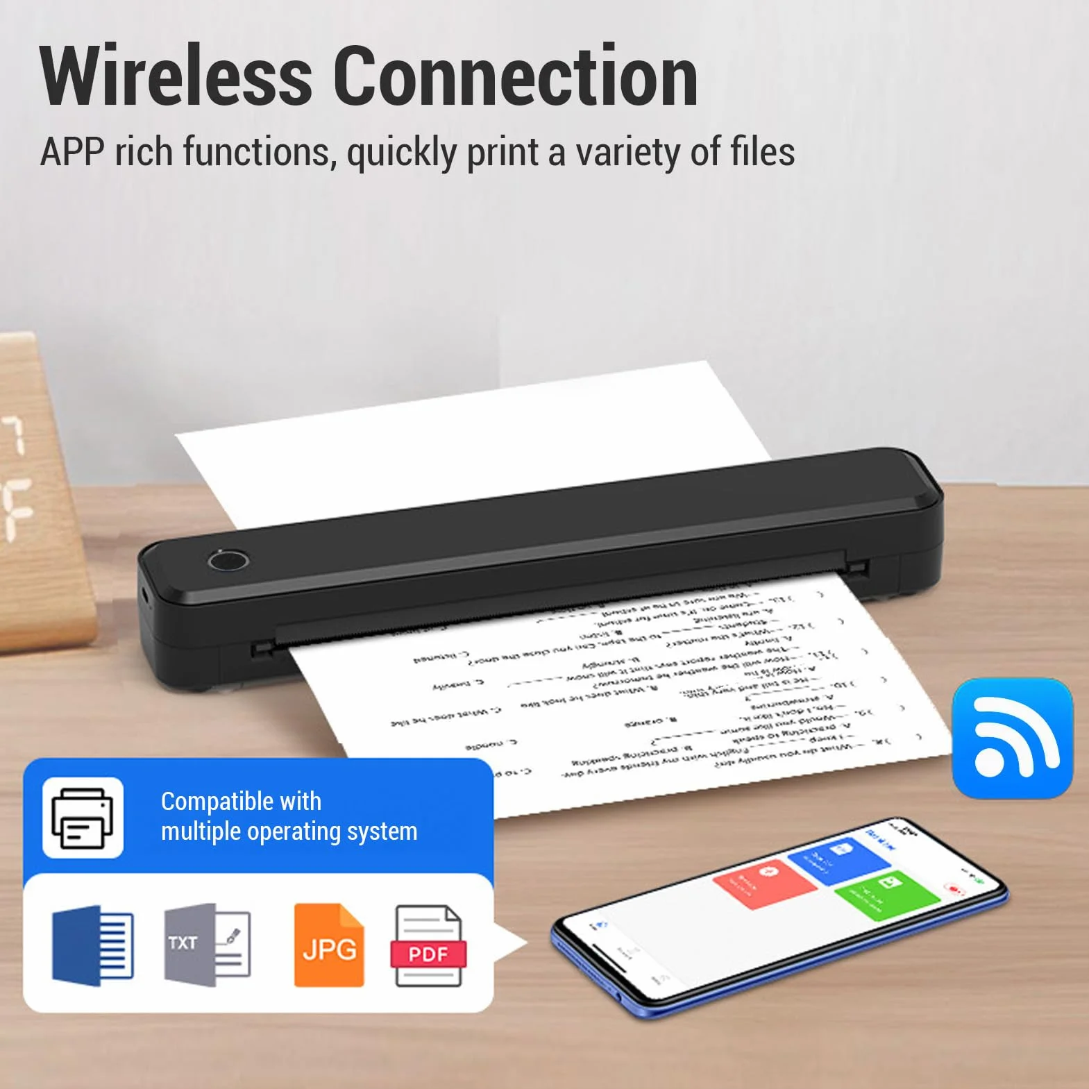 203DPI Drukarka Termiczna Bez Atramentu Przenośna Bezprzewodowa USB C dla A4 A5 8.5x11 Papieru w Literze Amerykańskiej dla Szkoły i Biura