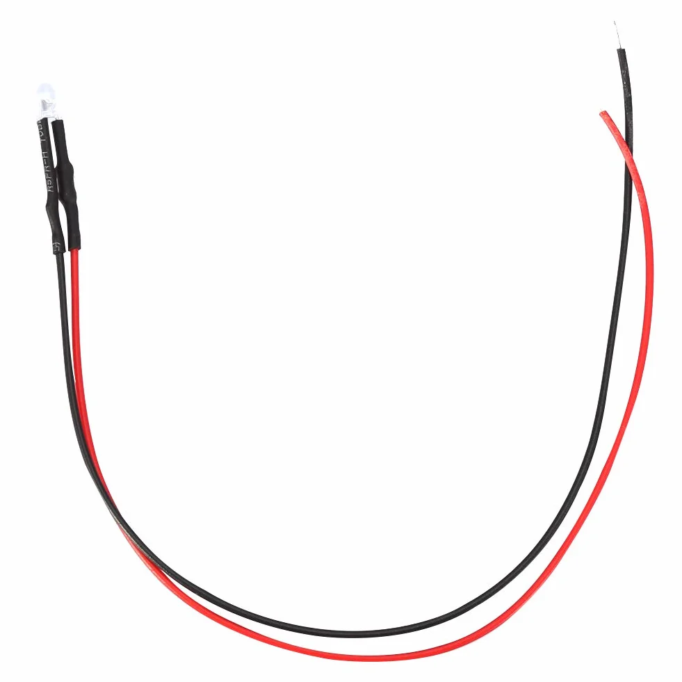 Kabel świetlny, 10 szt. 12v 3mm 20cm 0.06W LED przewodowa dioda elektroluminescencyjna Wielokolorowa dioda LED (czerwona)