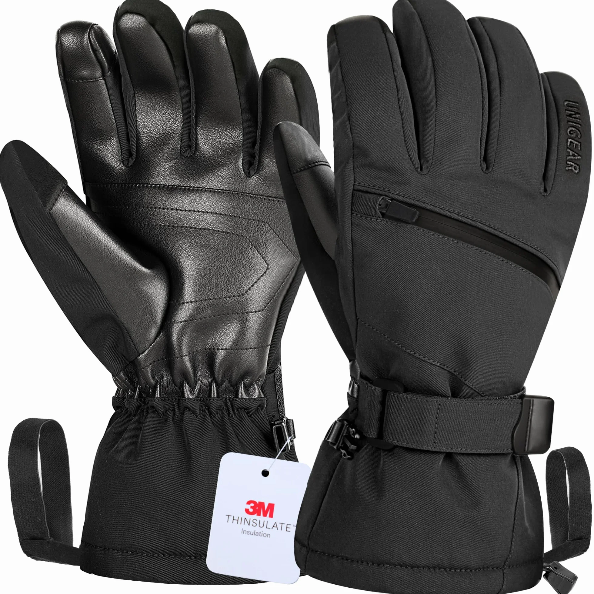 Unigear Rękawice narciarskie dla mężczyzn i kobiet, 3M Thinsulate, zimowe rękawiczki do ekranów dotykowych, rękawice termiczne, wodoodporne, ciepłe, antypoślizgowe, do jazdy na nartach, snowboardzie