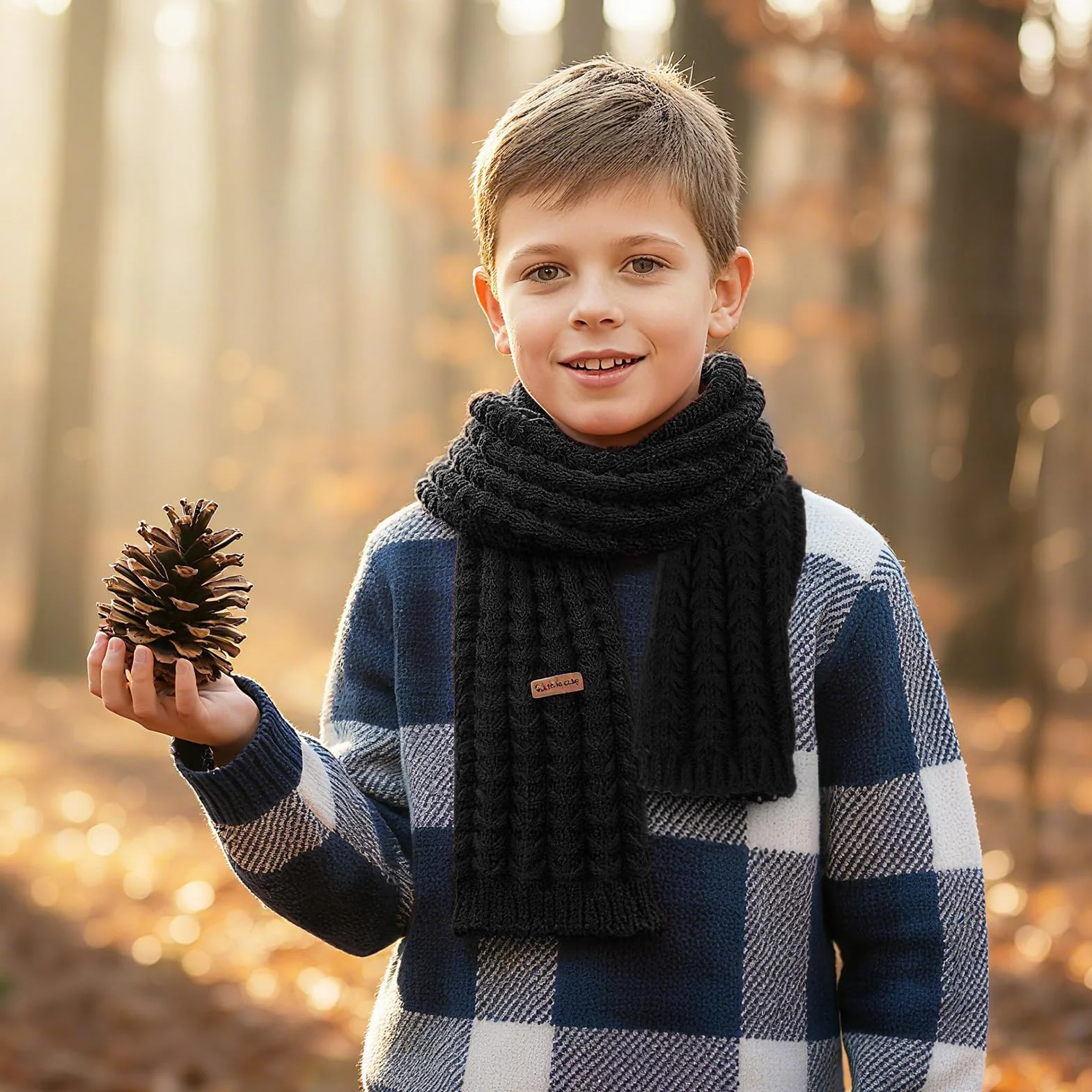 Dziecięcy szal z dzianiny, dla dzieci, zimowy szal z dzianiny, ocieplacz na kark, uniseks, ciepły kolor, dla chłopców i dziewczynek, w wieku 2-10 lat, bordowy