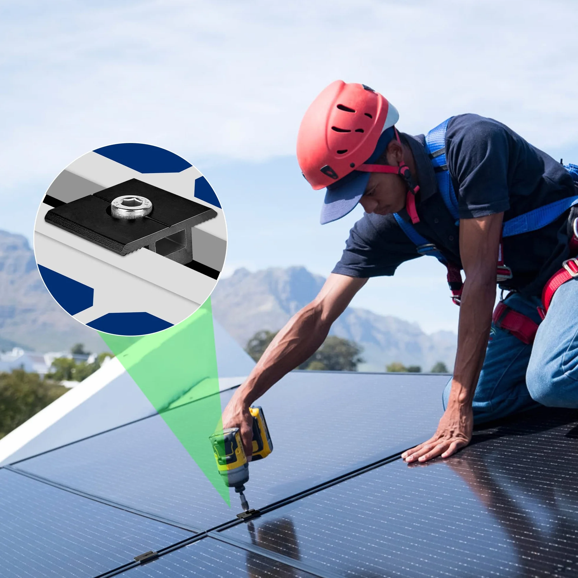 Uchwyt do modułu solarnego, zaciski środkowe, 30 mm, czarny – uchwyt na panel słoneczny, 10 sztuk mocowania modułu solarnego, zacisk środkowy w kształcie litery T, wspornik fotowoltaicznych modułów