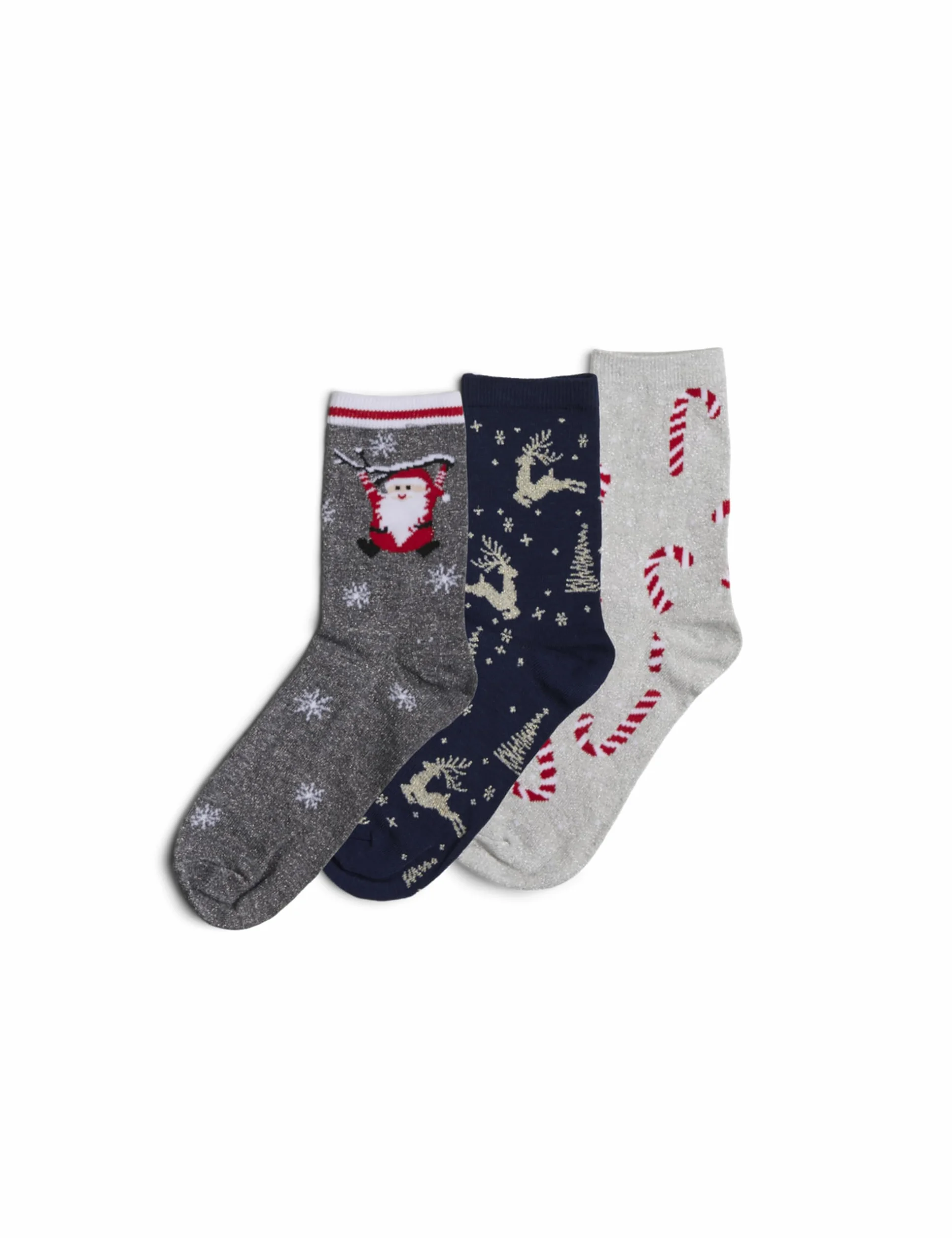 PIECES Pcjingle Glitter Socks 3-pak Bc, Morski niebieski/szczegóły: 3-pak, rozmiar uniwersalny