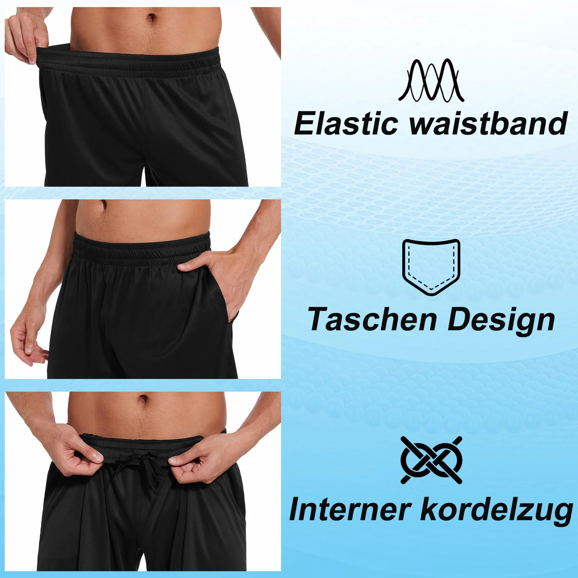 AMIYOYO Męskie spodnie sportowe, krótkie, letnie, szybkoschnące, lekkie, treningowe, do biegania, na siłownię, z kieszeniami