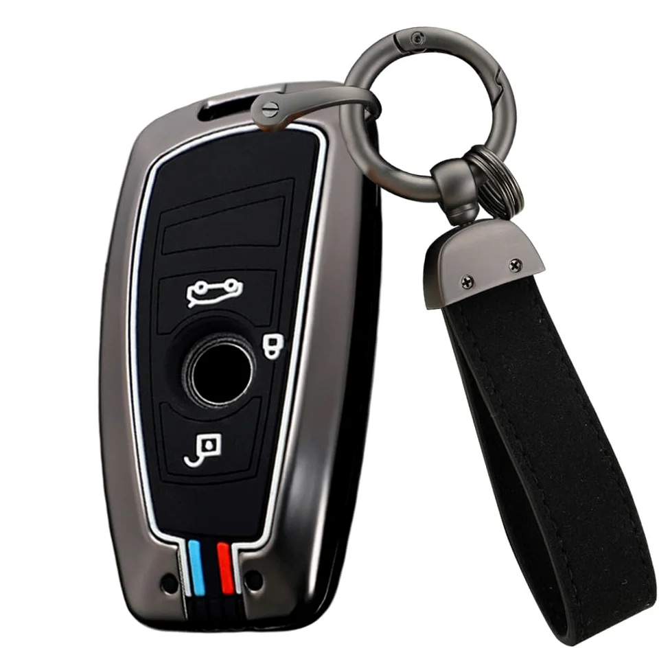 ontto Etui na kluczyki samochodowe pasuje do BMW F20 F30 G20 F31 F34 F10 G30 F11 X3 F25 X4 I3 M3 M4 1 3 5 metalowe 3 przyciski czarne