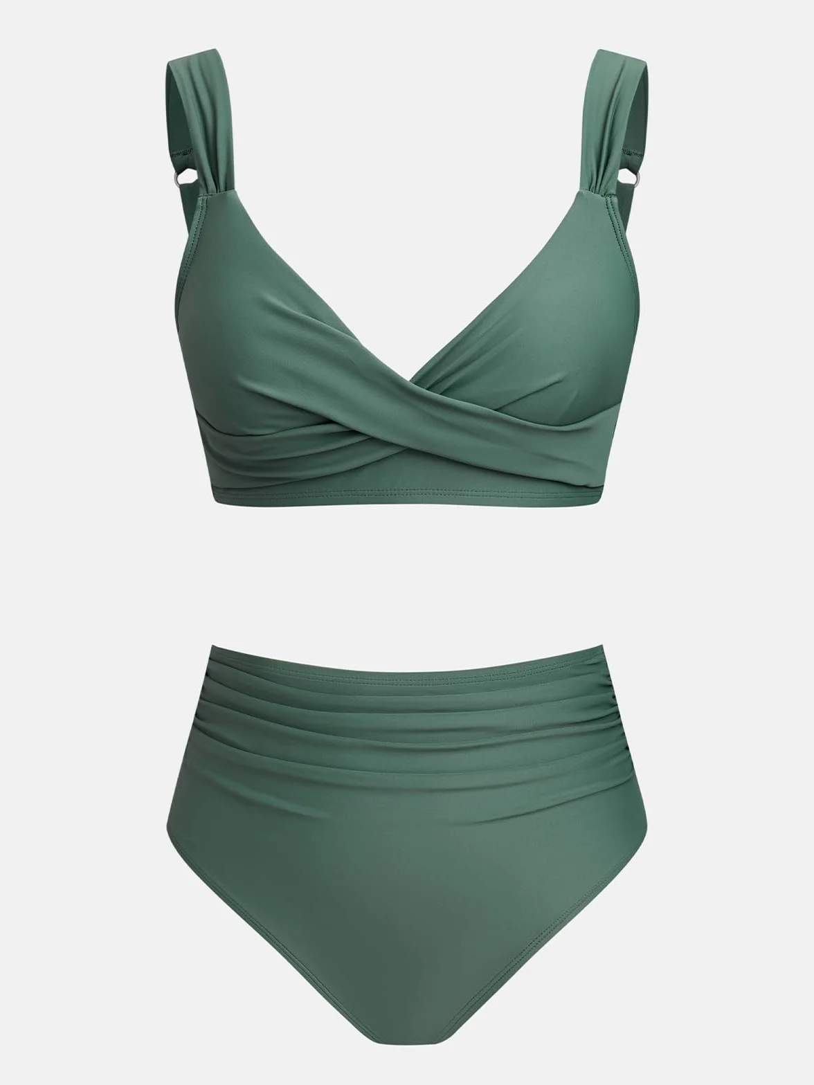 CUPSHE Damski zestaw bikini z wysokim stanem dekolt w serek dwuczęściowy strój kąpielowy