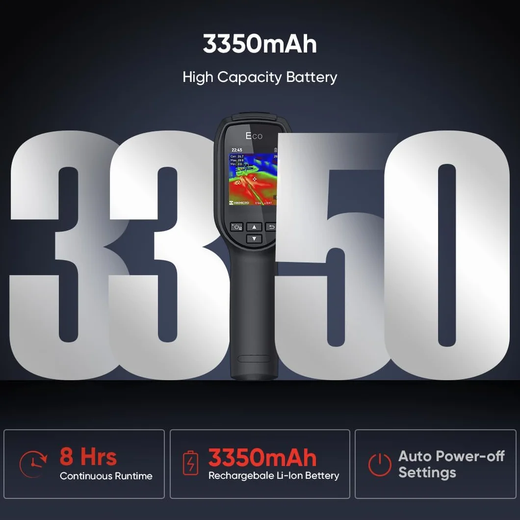 Kompaktowa kamera termowizyjna HIKMICRO ECO 96 x 96/9216 pikseli Rozdzielczość podczerwieni 25 Hz Częstotliwość odświeżania Kompatybilna z SuperIR, -20°C do 550°C Termometr na podczerwień