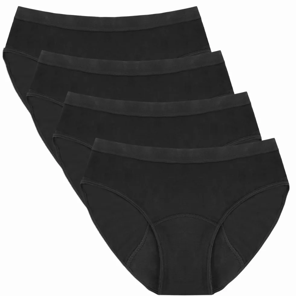 Majtki dziewczęce, zestaw 4 sztuk majtek menstruacyjnych dla dziewczynek, okresowe majtki, zmywalne, szorty, dla nastolatek, miękka i wygodna bielizna średniej wielkości