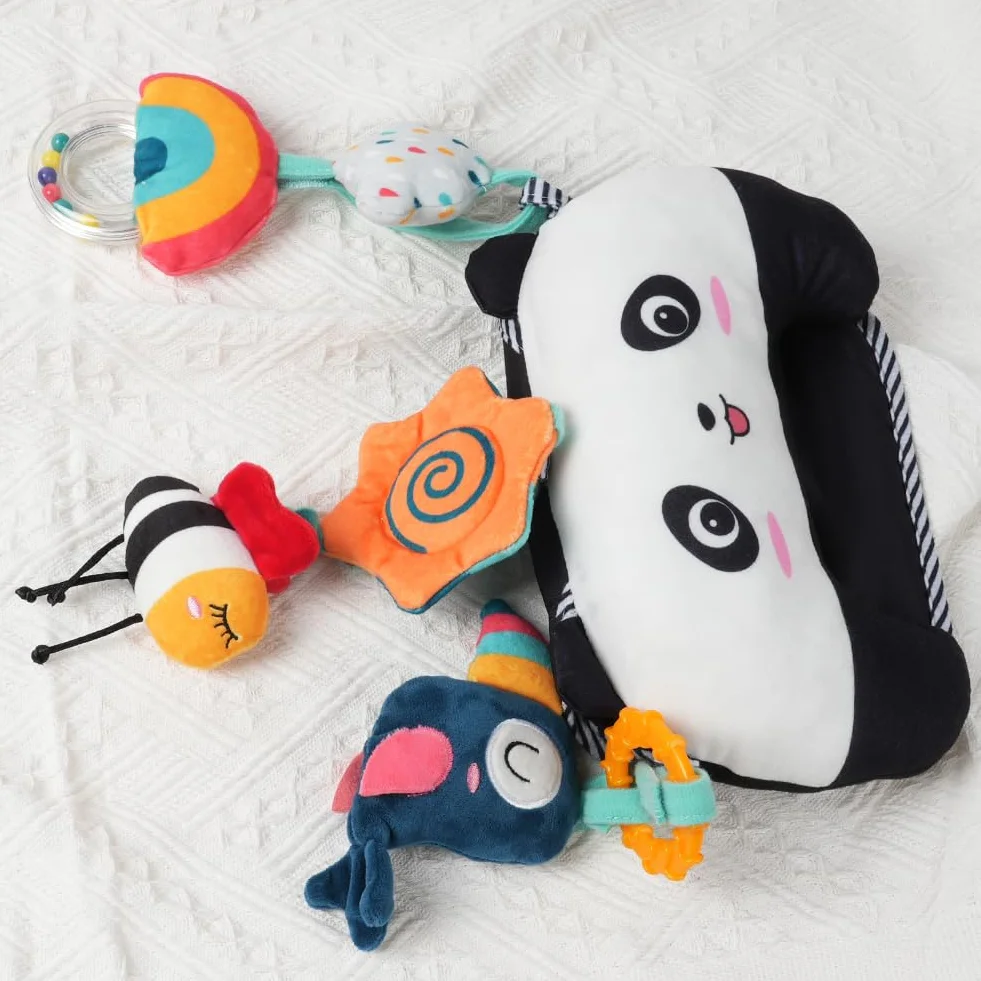 Aolso Animal Tummy Time, bezpieczna i zabawna zabawa w brzuch w dół, interaktywna poduszka dla niemowląt, grafika poznawcza, wzmacnia mięśnie, 0-6 miesięcy (Gigantyczna Panda)