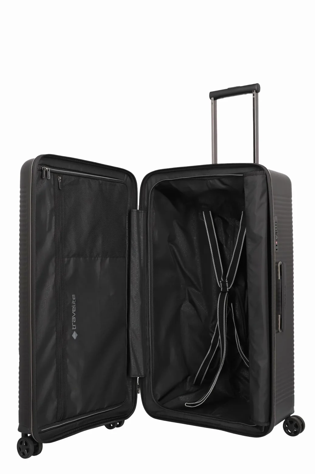 Travelite Walizka podręczna na 4 koła, mała, 37 litrów, czarny, Trolley Set (L/M), Zestaw walizek z twardą obudową