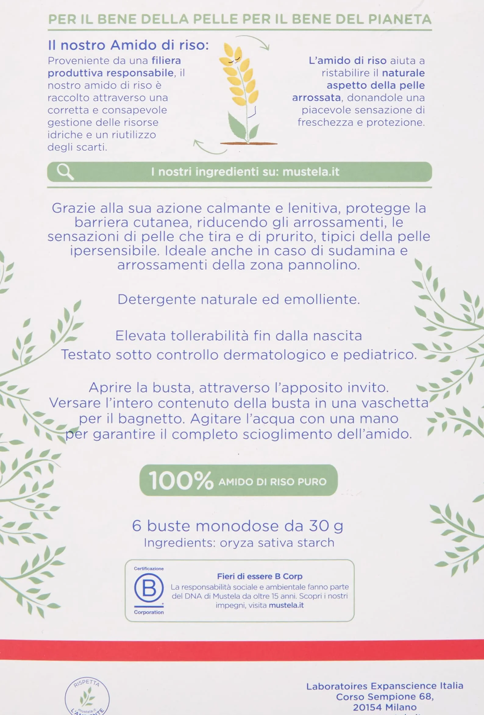 Amido Di Riso Mustela Lenitivo e Rinfrescante 6 pz