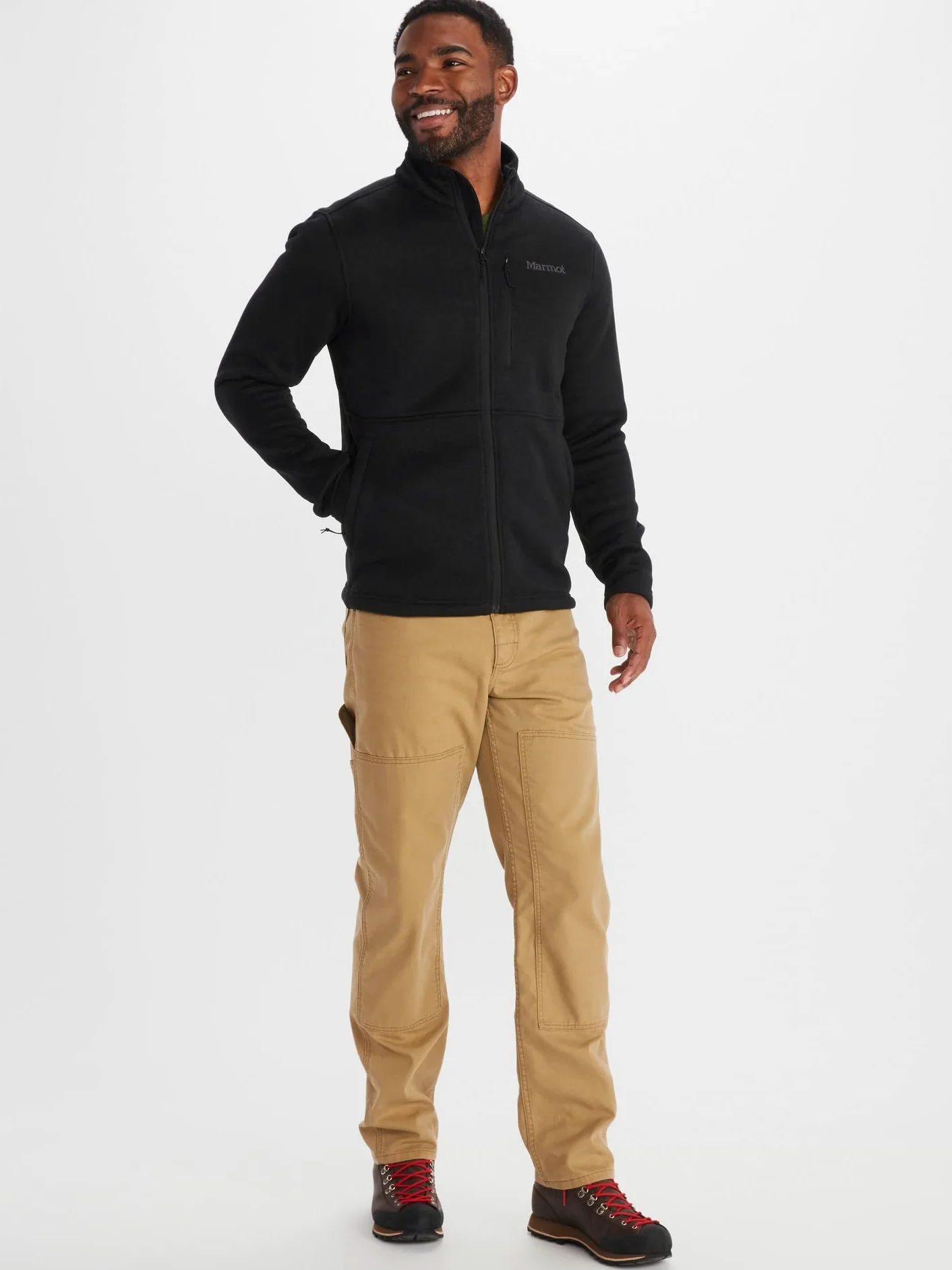 Marmot Meżczyzni Drop Line Jacket, Ciepła kurtka polarowa, kurtka turystyczna z zamkiem błyskawicznym na całej długości, oddychająca i wiatroodporna bluza, Black, L