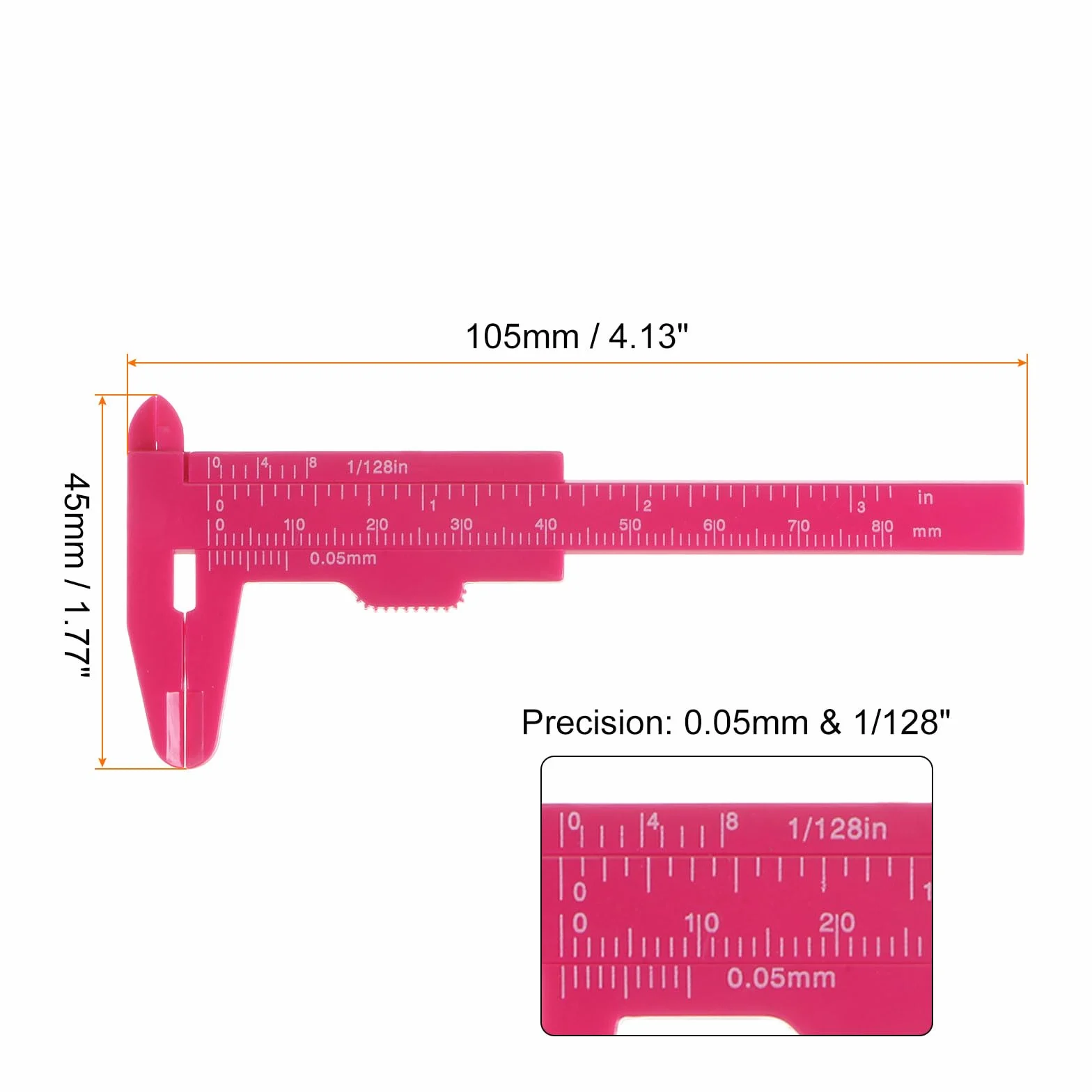 QUARKZMAN 10 szt. mini plastikowa suwmiarka 80 mm 3" suwmiarka suwmiarka przenośna linijka narzędzie pomiarowe (metryczne/cale) gorący róż