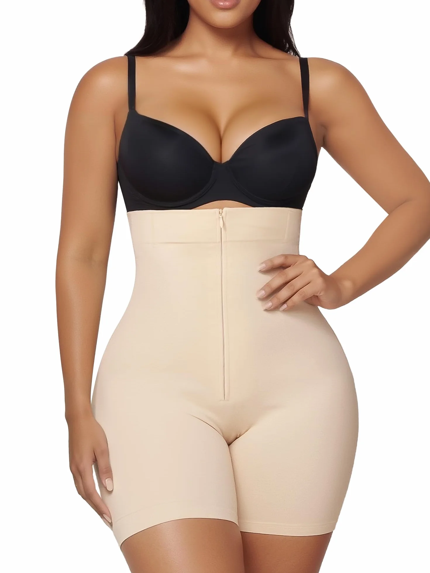 SHAPERX Bielizna modelująca z wysokim stanem majtki wyszczuplające brzuch bezszwowe modelujące sylwetkę krótka zapinana na zamek błyskawiczny bielizna wyszczuplająca dla kobiet
