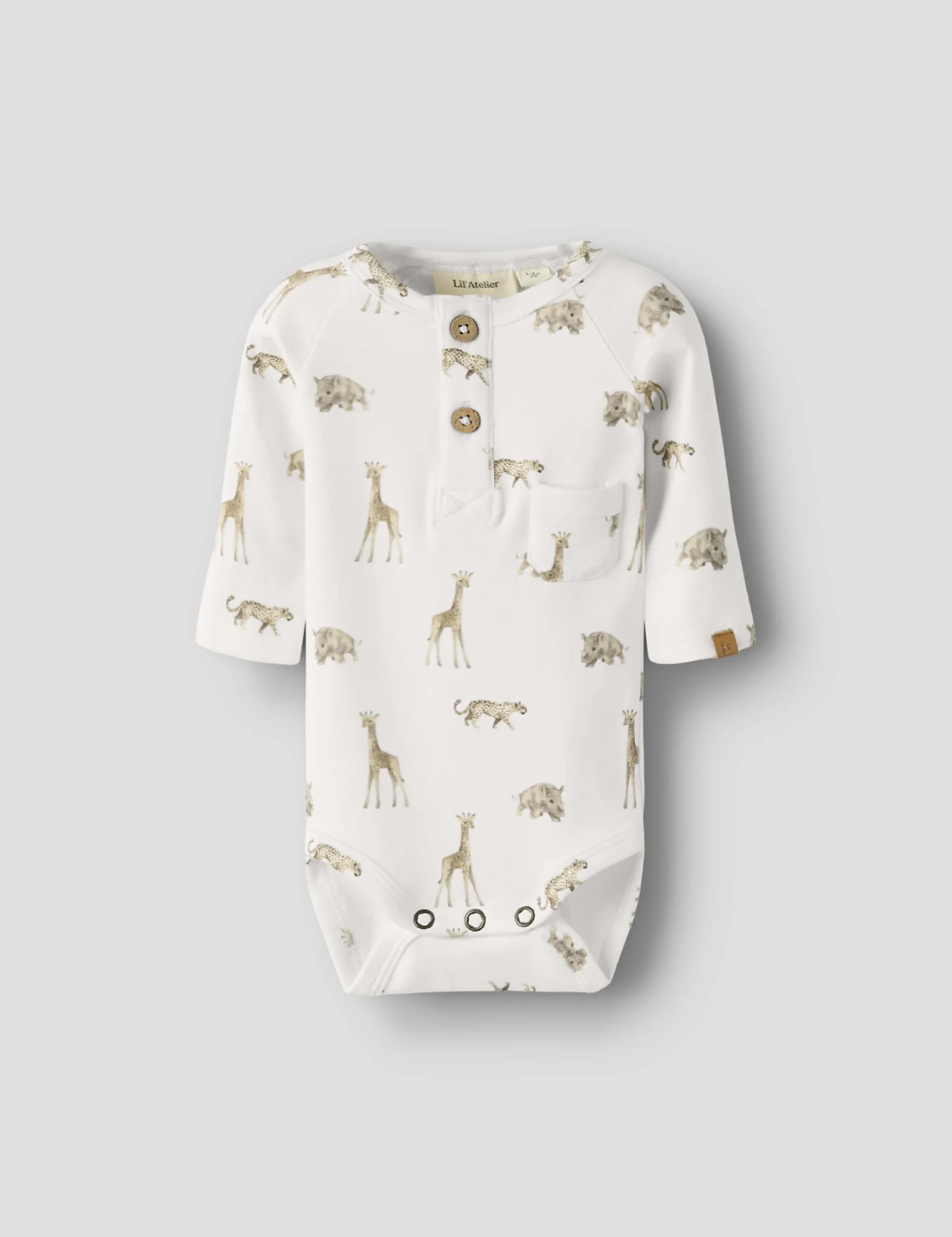 Lil' atelier baby Męskie body Elm Ls Slim Body Coconut Milk Numeric 80