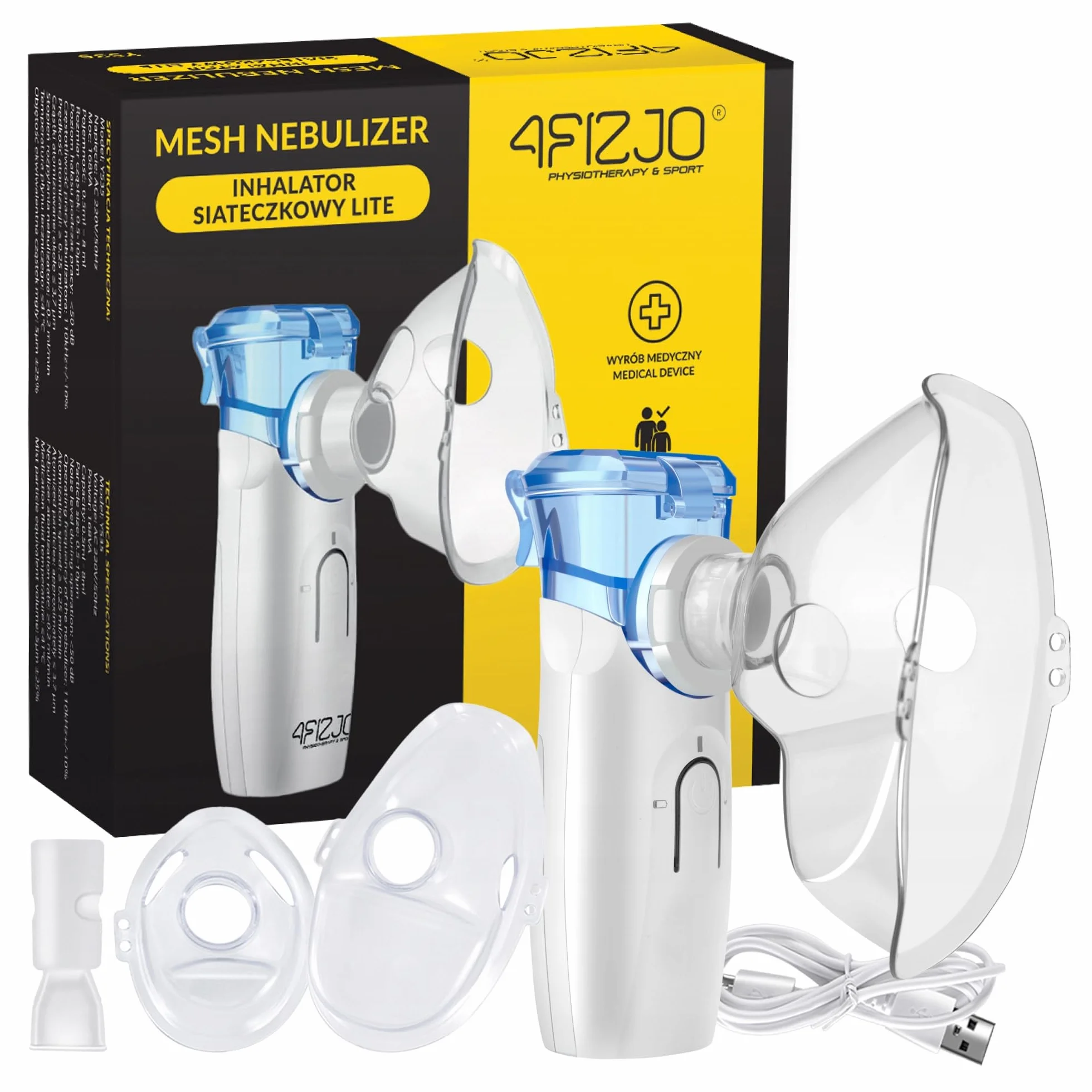 INHALATOR NEBULIZATOR DLA DZIECI DOROSŁYCH SIATECZKOWY PRZENOŚNY CICHY LITE