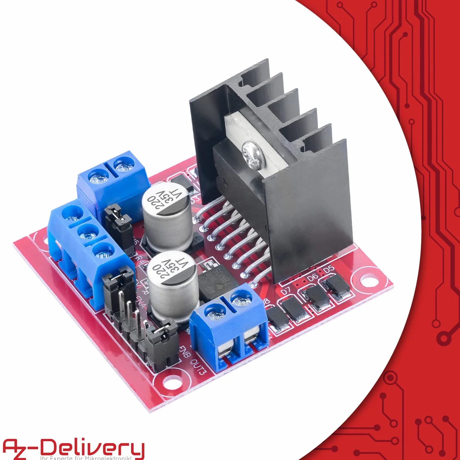 AZDelivery Dual H Bridge DC Stepper Motor Driver Controller Board Moduł AZ-L298N | do Arduino smart Car Robot | Logiczne napięcie 5 V