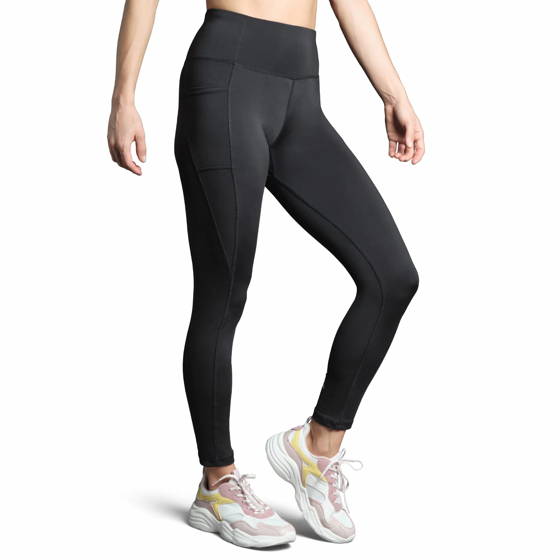 DANISH ENDURANCE Damskie Legginsy Treningowe z Kieszeniami, Getry na Siłownię z Wysokim Stanem
