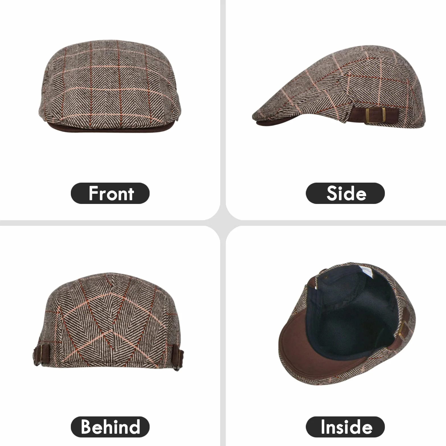 Tweed Newsboy Cap Męska Regulowana 55-59CM Jesień Zimę 3 Kolory