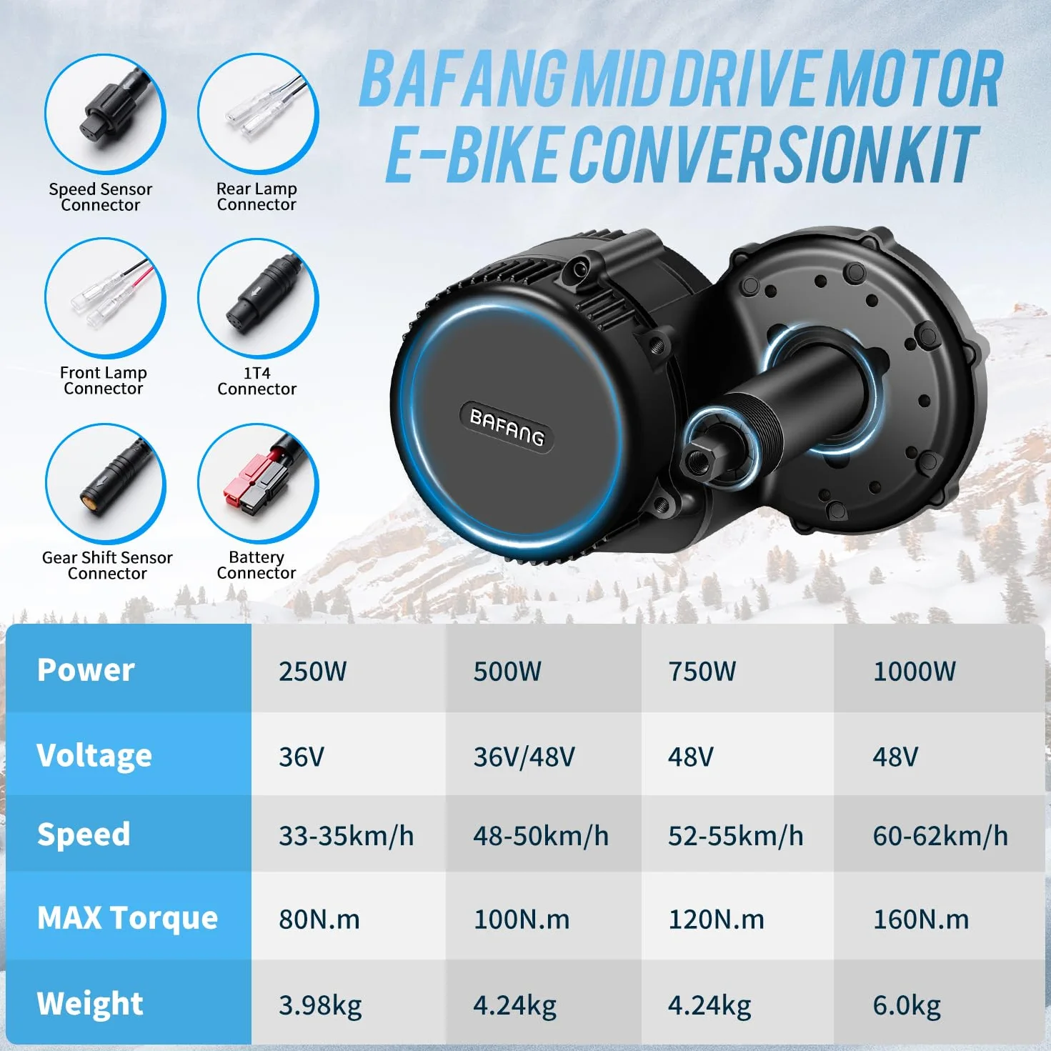 Bafang Sterownik 36 V/48 V/52 V, 250 W/350 W/500 W/750 W/1000 W, do BBS01B, BBS02B, BBS-HD, kontroler silnika środkowego, kontroler do roweru elektrycznego Mid Drive, aktualny model