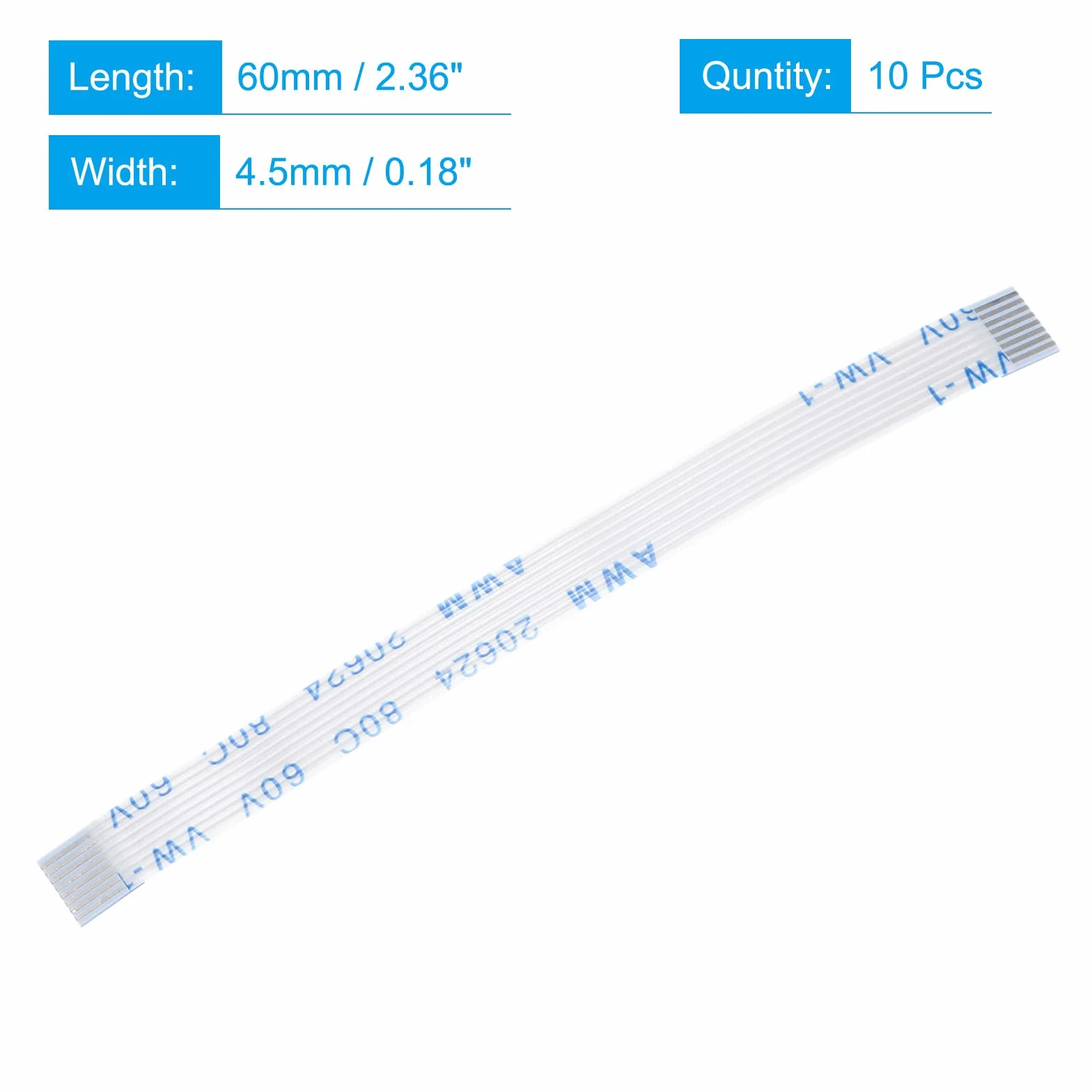 sourcing map Zestaw 10 kabli FFC FPC 8 pinów, 0,5 mm, 60 mm (typ A) do drukarki LCD 3D, aparatu, DVD