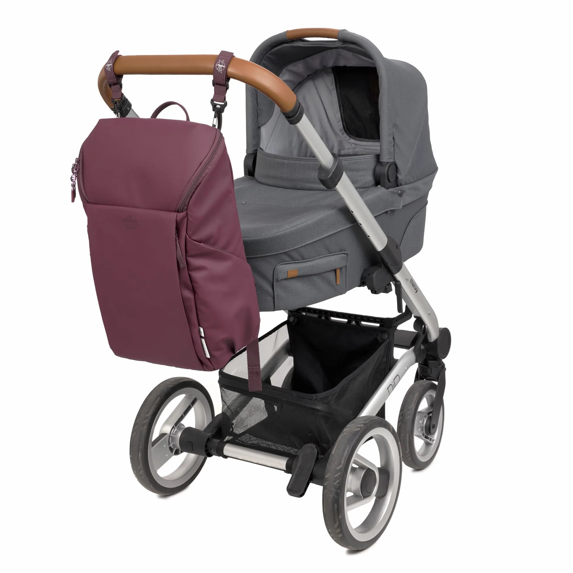 LÄSSIG Plecak do przewijania dla niemowląt z podkładką do przewijania, mocowaniem do wózka dziecięcego i uchwytem na butelkę/GRE Slender Up Backpack