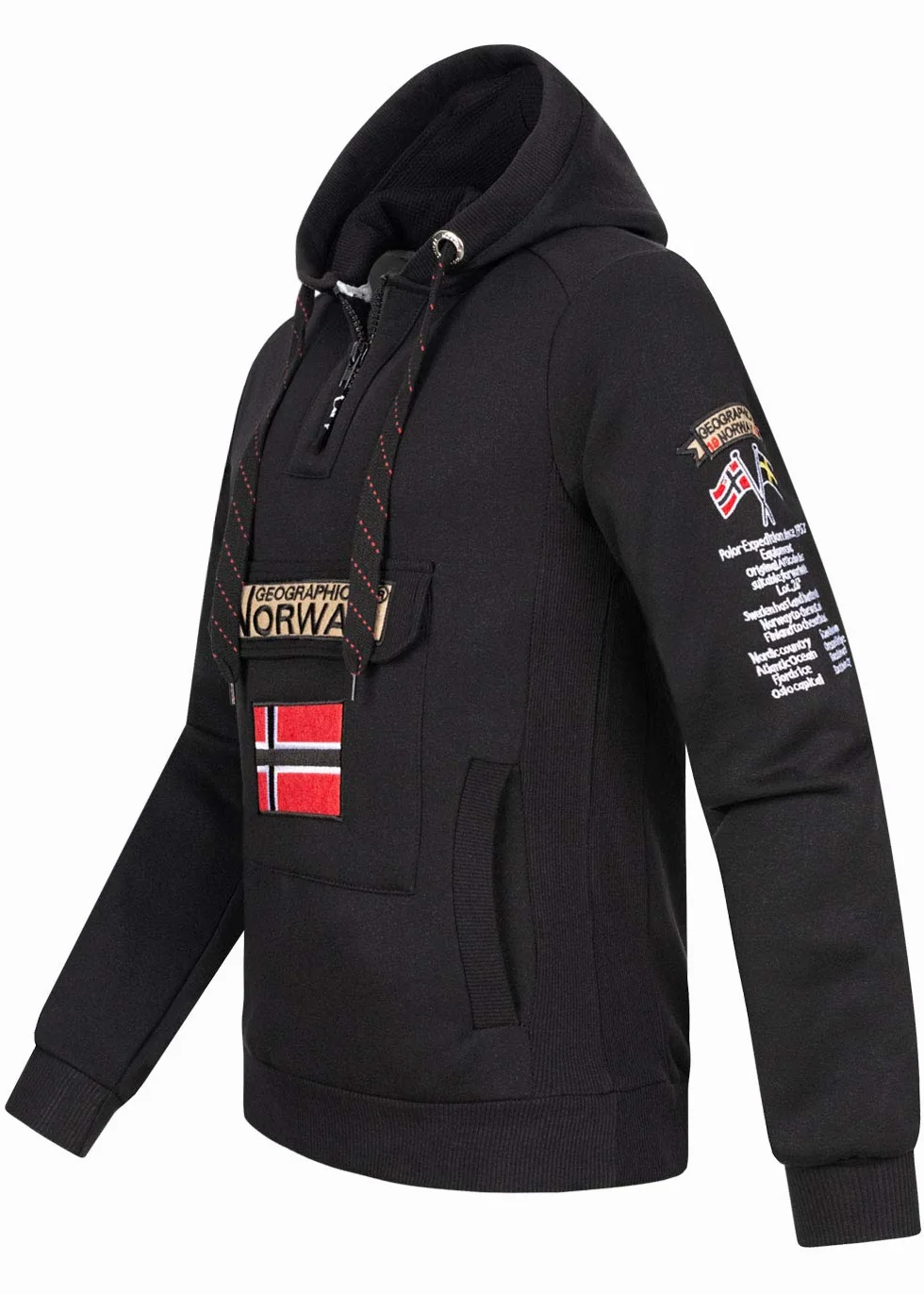 Geographical Norway GYMCLASS męska bluza z kapturem z logo marki i długim rękawem