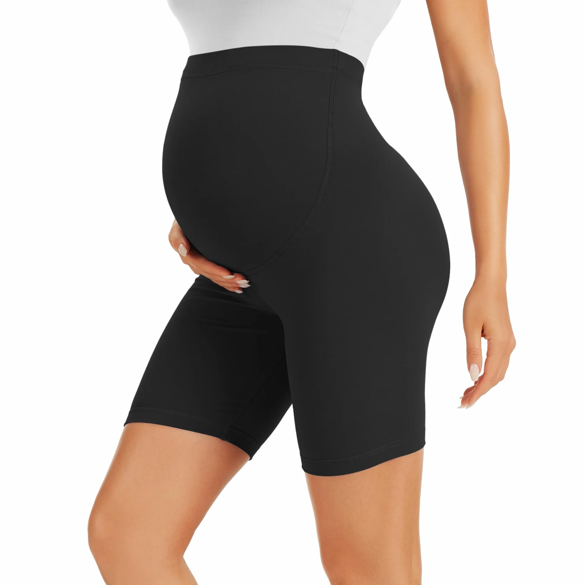 BAYDI Creamlush krótkie legginsy ciążowe oddychające regulowanym ściągaczem do jogi