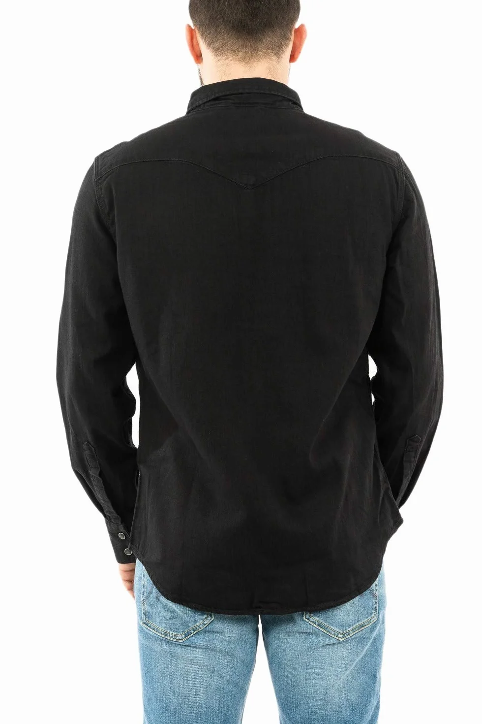 Levi's Mężczyźni Barstow Western Standard Shirt, Marble Black Denim Rinse, L