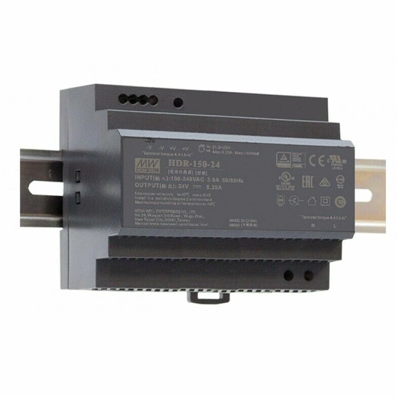 MeanWell HDR-150-24, 150 W, 24 V, 6,25 A zasilacz na szynę DIN-Rail
