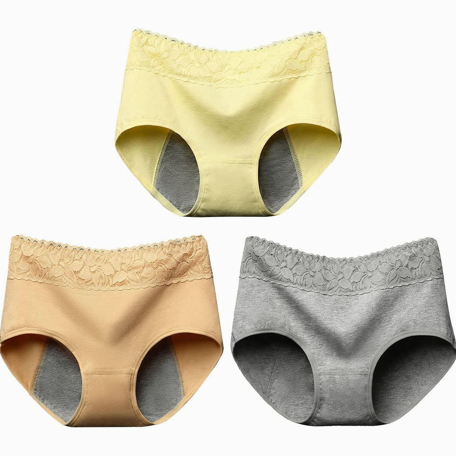 QHQQXN Generisch Majtki damskie Bielizna Majtki Damskie 3-częściowa bielizna menstruacyjna dla kobiet Majtki koronkowe Majtki Średni stan Majtki Koronkowa bielizna damska