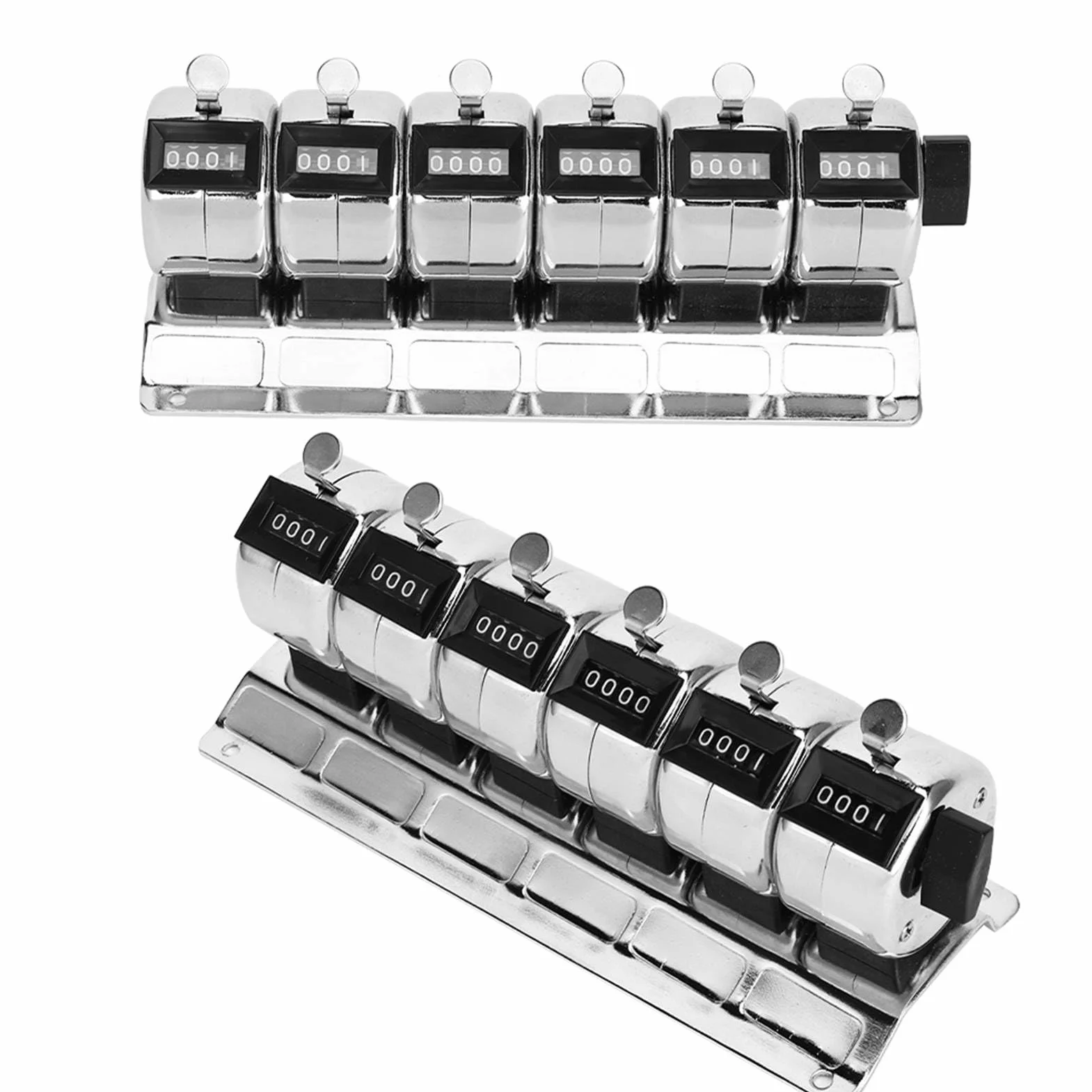 KIMISS Licznik mechaniczny 4-cyfrowy, manualny, metalowy for tally, zestaw 6 sztuk, stali nierdzewnej