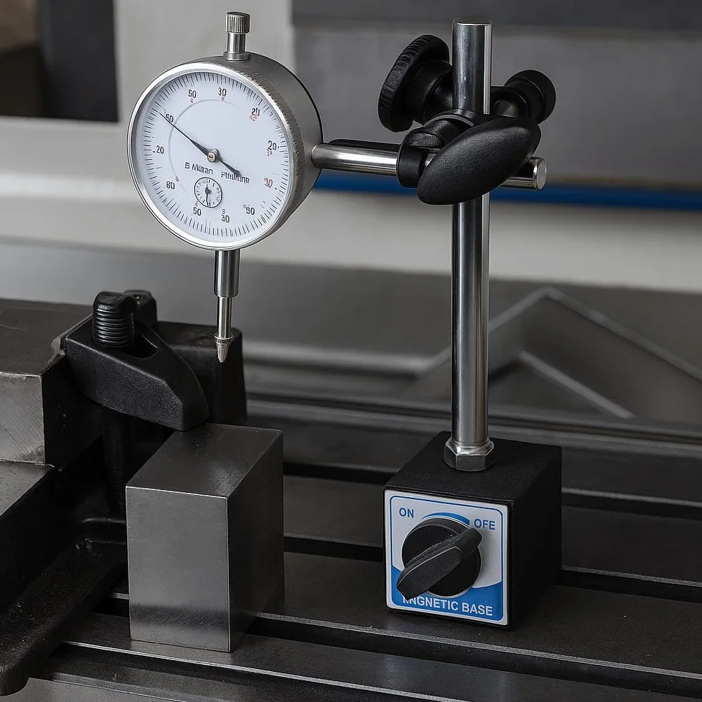 RESSER Statyw Magnetyczny z Czujnikiem Zegarowym 0–100 mm Uchwyt Pomiarowy Magnetyczny Zegar Pomiarowy