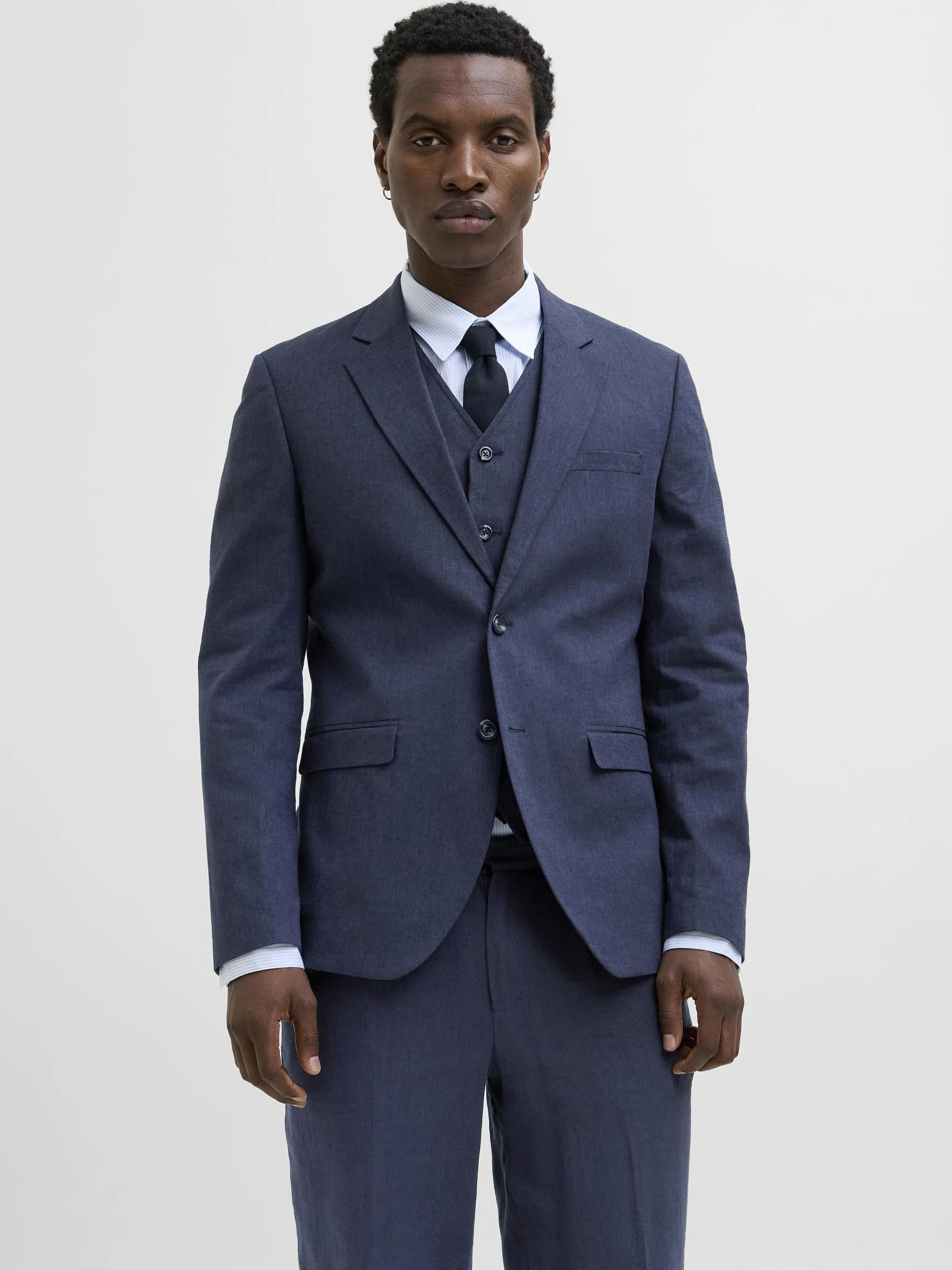 JACK & JONES Męska lniana marynarka Jprriviera Slim Fit Sn, Ciemny granatowy/Krój: Slim Fit, 54