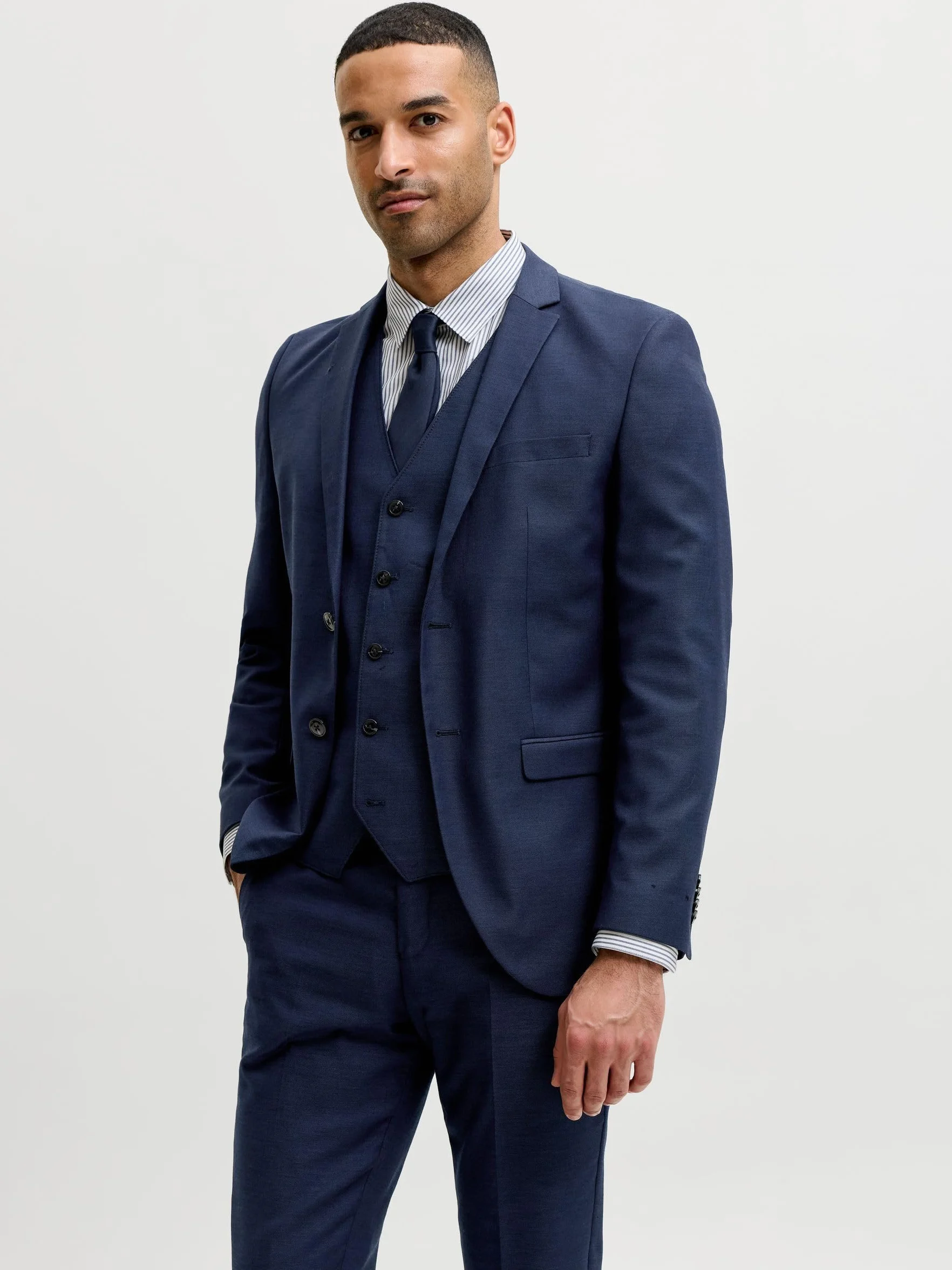 JACK & JONES Męska kurtka Jprsolaris Blazer Noos, Niebieski (ciemny granatowy, granatowy, 48