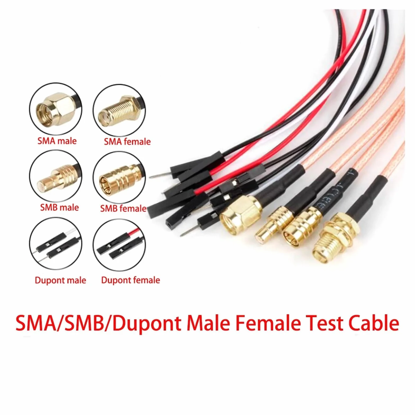 1pc SMA/SMB RF Male Female to Dupont Plug Jack Connector Test Cable Adapter RG316 20cm NEW(SMAK-DupontK,20CM)