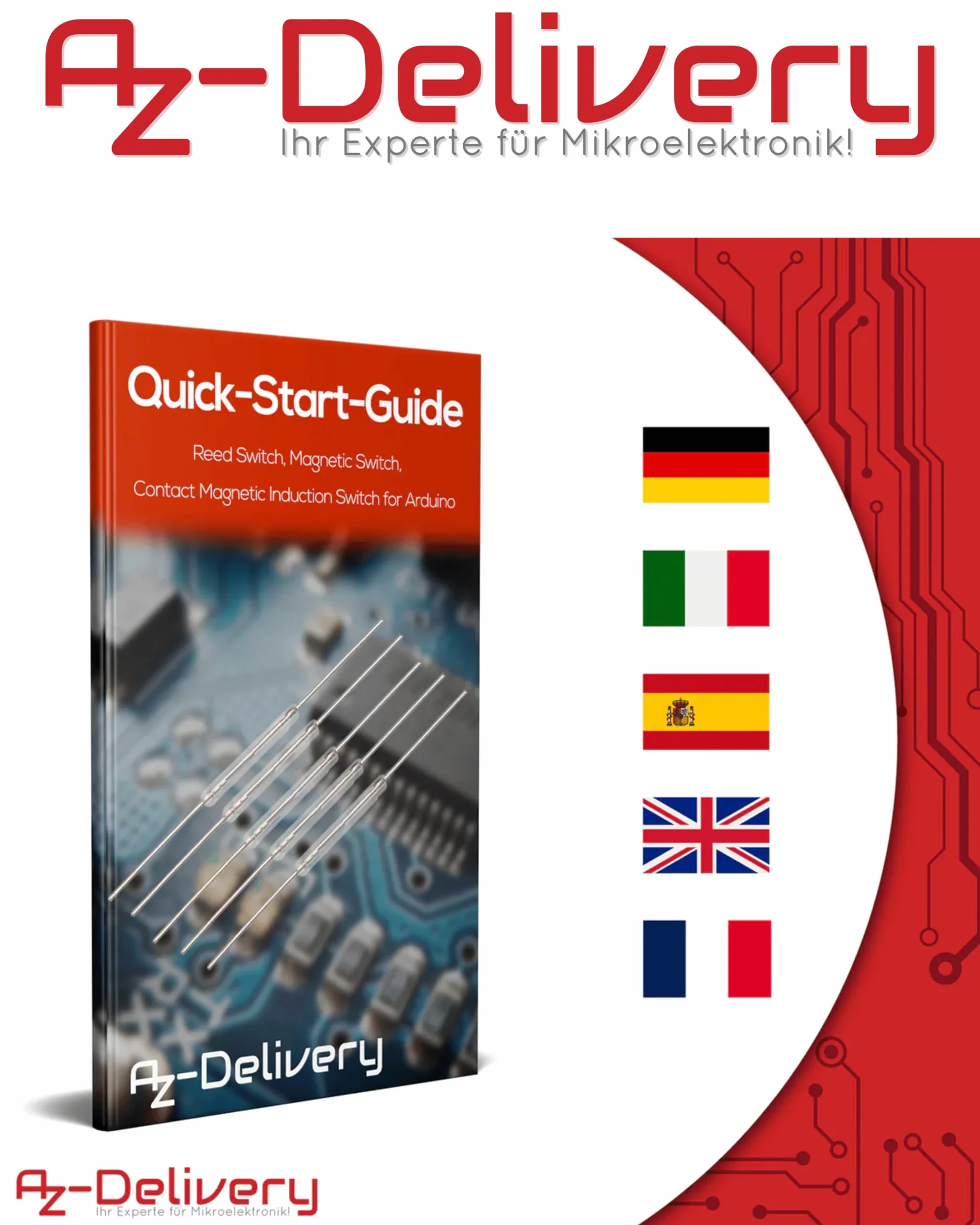 AZ Delivery 10 sztuk N/O Reed przełącznik magnetyczny 2 x 14 mm zamykacz magnetyczny indukcyjny przełącznik do Arduino