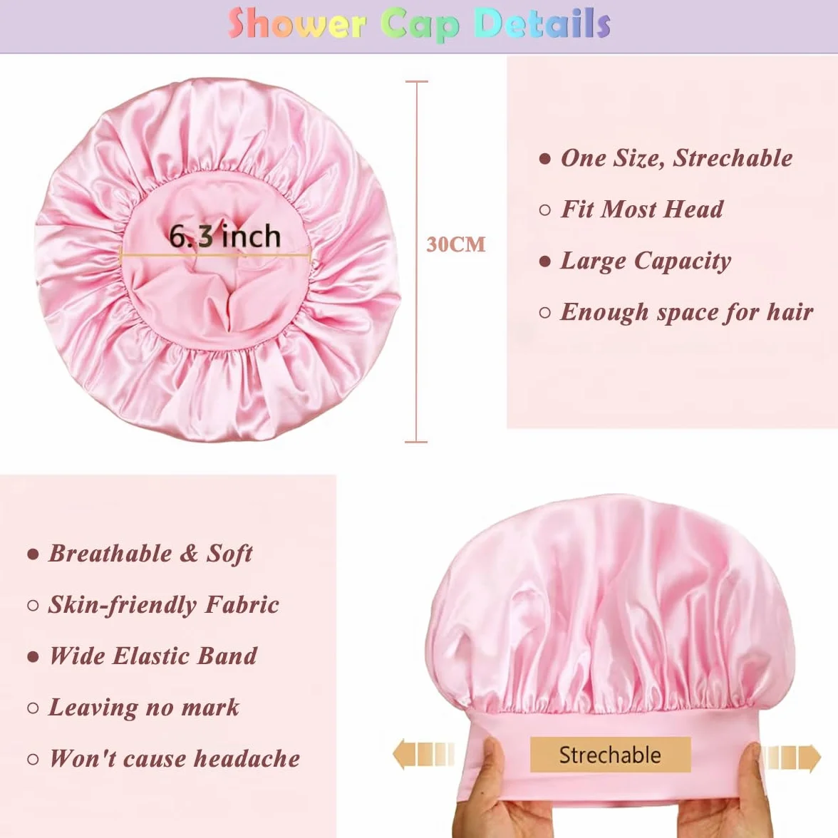 Loomify Jedwabna czapka, satynowa czapka nocna, 2 szt. Satynowa czapka do spania z 2 szt. Scrunchies dla kobiet i dziewcząt