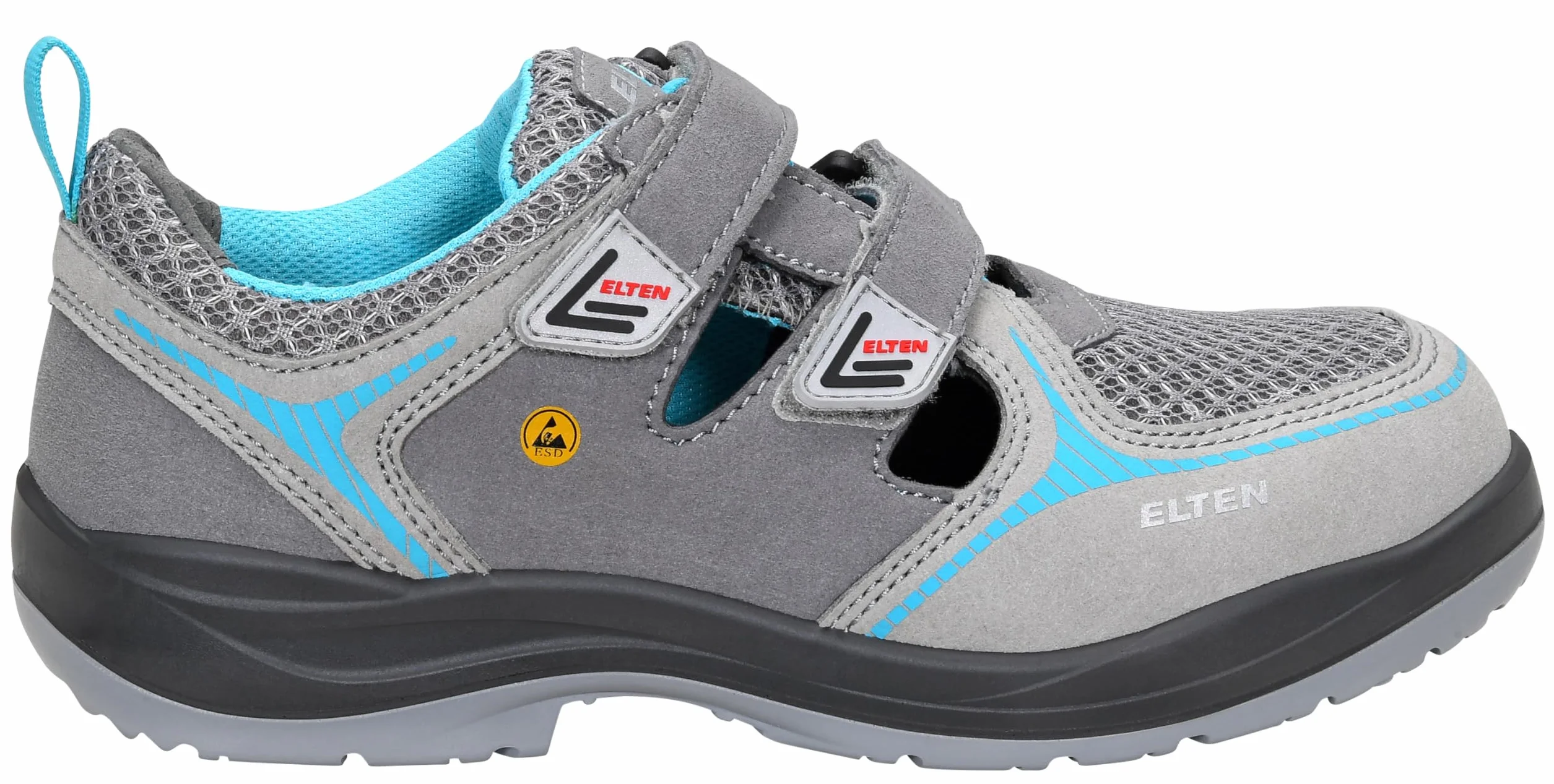 ELTEN Kobiety Elten Sicherheitsschuhe Mila Aqua Easy Esd S1, Damen, Sportlich, Leicht, Grau/Aqua, Stahlkappe, Klettverschlussbuty ochronne