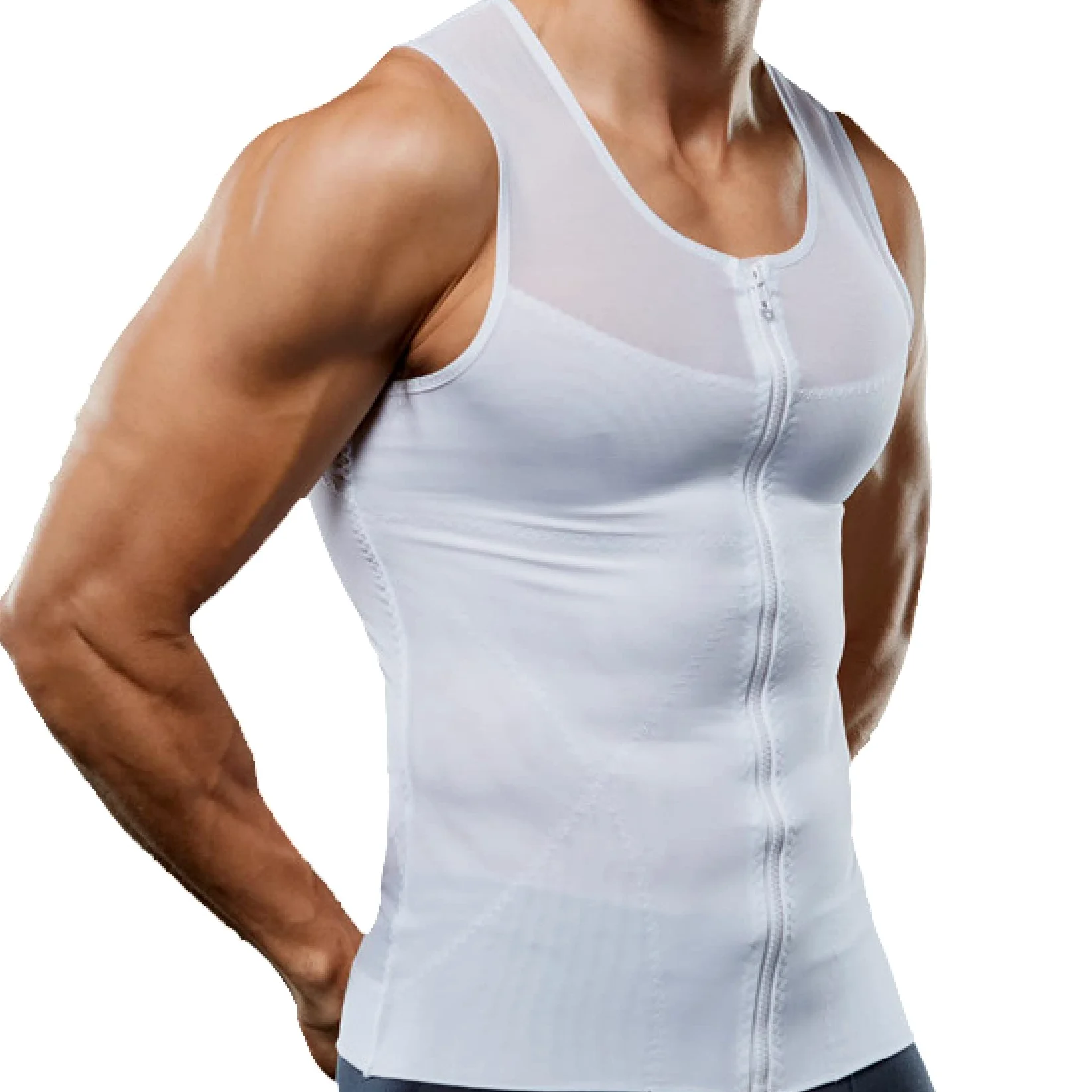 męskie koszulki kompresyjne bez rękawów, wyszczuplające brzuch wyszczuplająca bielizna modelująca tank top bielizna z okrągłym dekoltem