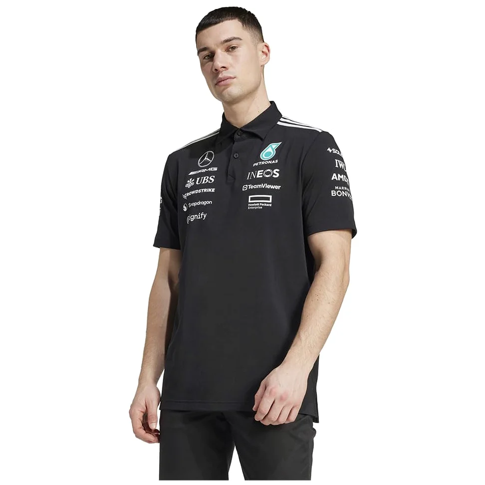 adidas Mężczyźni MERCEDES - AMG PETRONAS FORMULA ONE TEAM TEAM POLO BLACK MEN, black/white, L