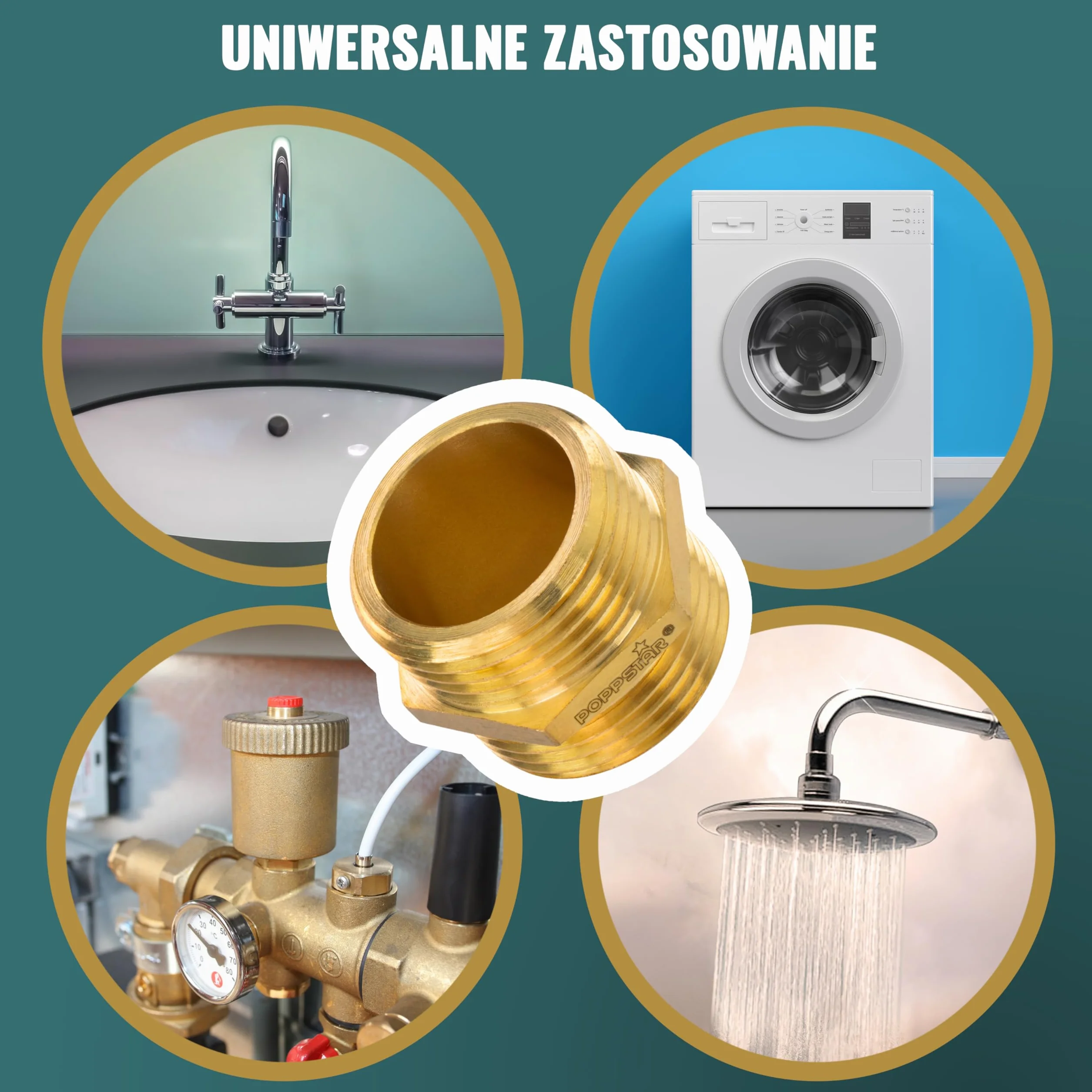Poppstar mosiężny podwójny nypel, 3/4 cala, sześciokątny, 1 sztuka
