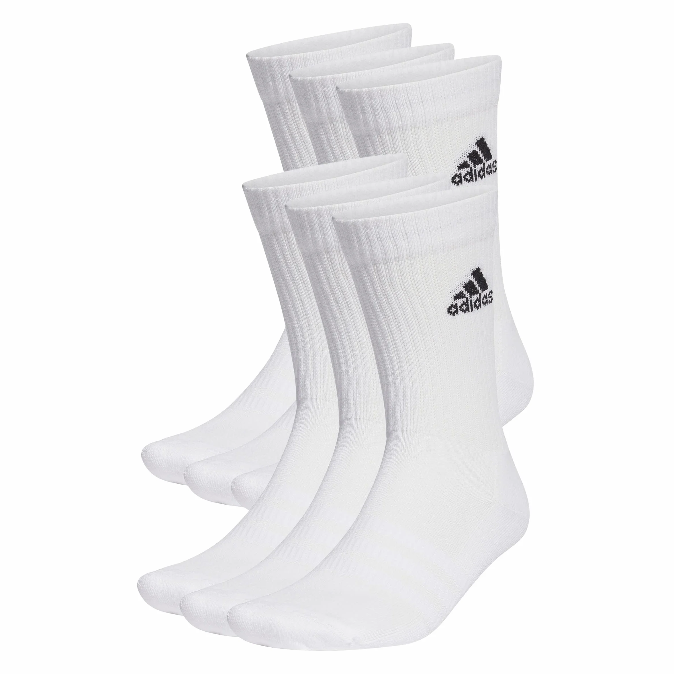 adidas Uniseks - dzieci Cushioned Sportswear Crew Socks 6 Pairs, White/Black, 3-4 Years