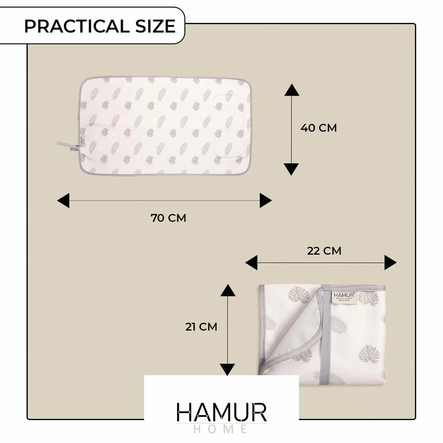 Hamur Home Wodoodporna Mata Do Przewijania Niemowląt Wielorazowego Użytku Do Prania W Pralce Przenośny Przewijak Dla Niemowlaka 40x70cm (Leaves)