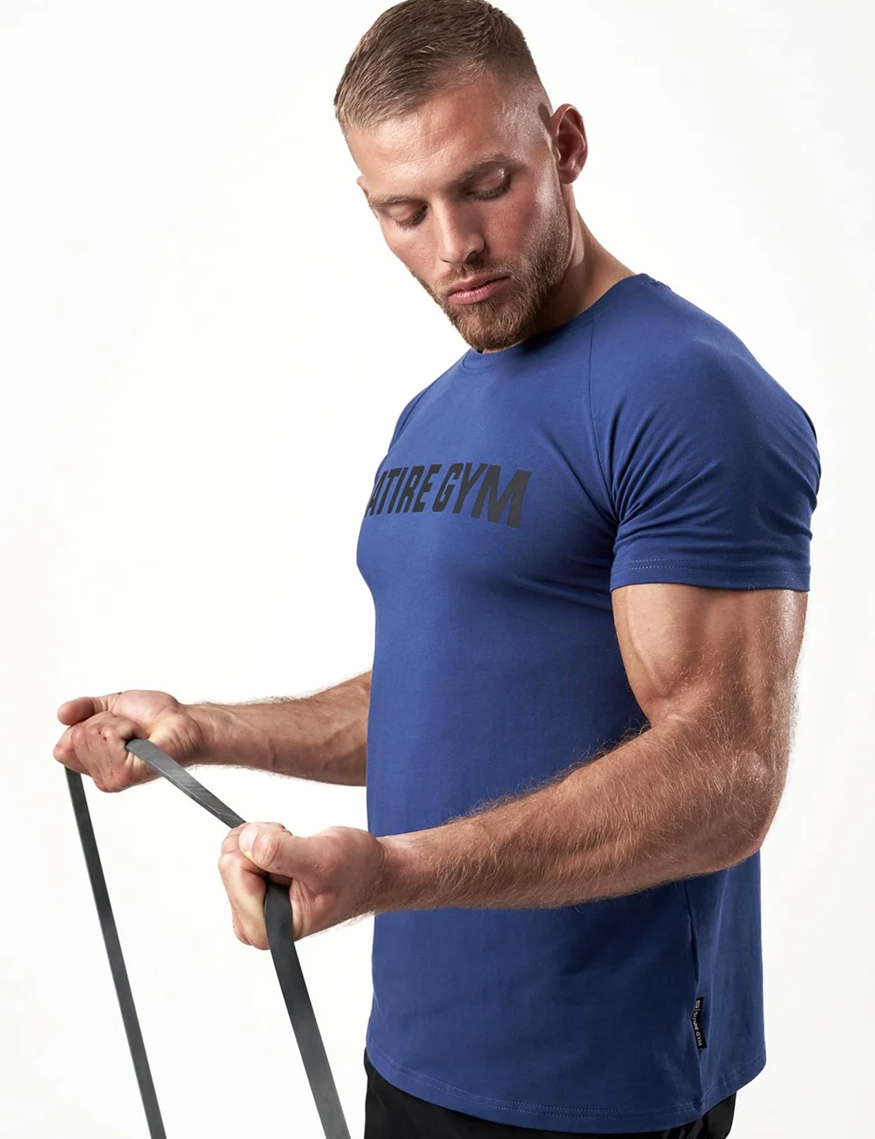 Satire Gym - Fitness Slim Fit T-shirt z bawełny, dopasowany i szybkoschnący strój sportowy dla mężczyzn – męska koszulka sportowa na siłownię i fitness