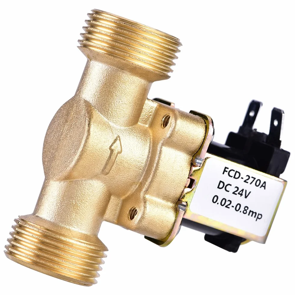 Elektryczny zawór elektromagnetyczny, 3/10.2 cm DC 24 V normalnie zamknięty mosiężny magnetyczny zawór przepływu wody przełącznik przepływu wody do regulacji wody