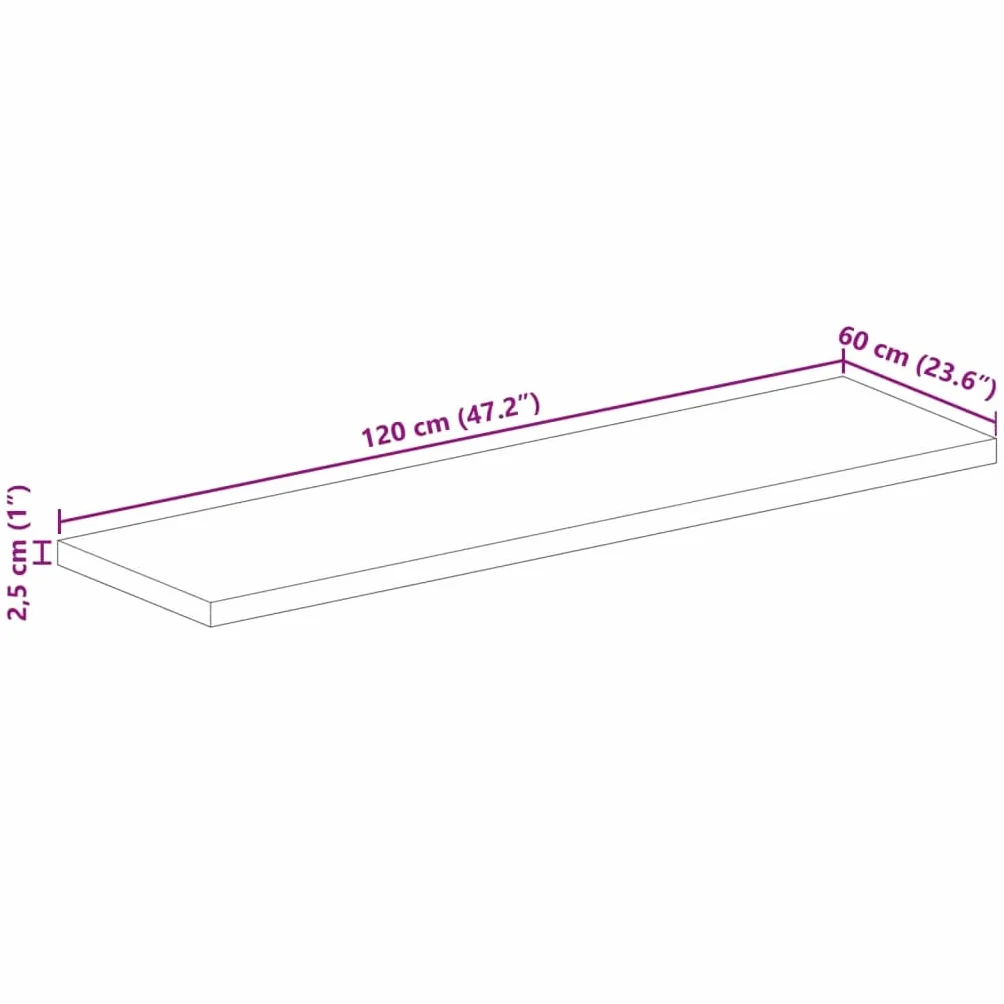 vidaXL Prostokątny blat z litego drewna akacjowego 120x60x2,5 cm - powierzchnia stołu kawowego