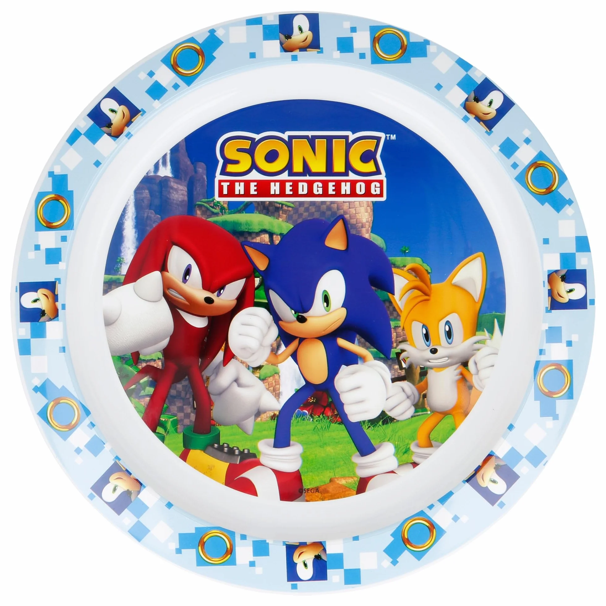 Stor Oryginalna płaska płyta Sega Sonic dla dzieci z tworzywa sztucznego wielokrotnego użytku, bezpieczna w kuchence mikrofalowej i łatwa do czyszczenia.