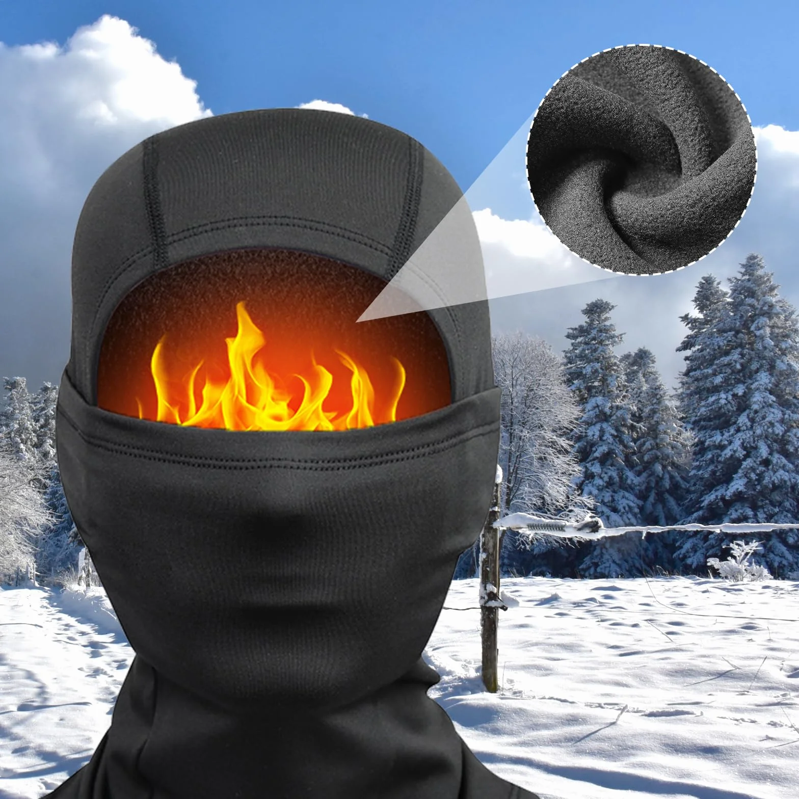 Kominiarka narciarska, maska narciarska, dla dzieci, chłopców, dziewczynek, na zimę, jesień, wiatroszczelna kominiarka motocyklowa na narty, snowboard, rower, czarna, czarny, 3XS-S