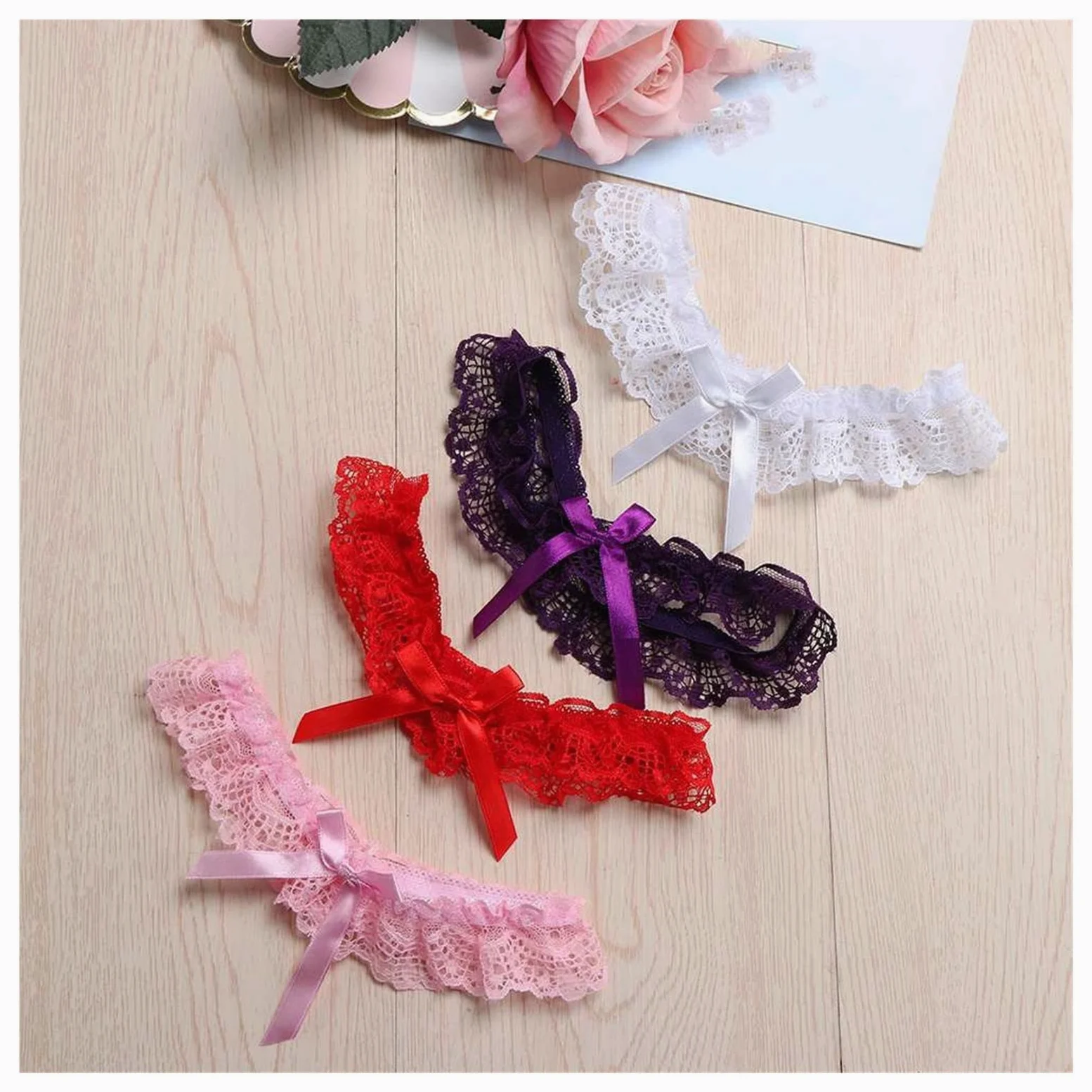 2 sztuk/zestaw damski panna młoda pas koronkowy Bowknot bielizna blokada nóg zestaw pas do pończoch koronkowy pas do pończoch (kolor: czarny, rozmiar: 33-60 CM) (czerwony 33)
