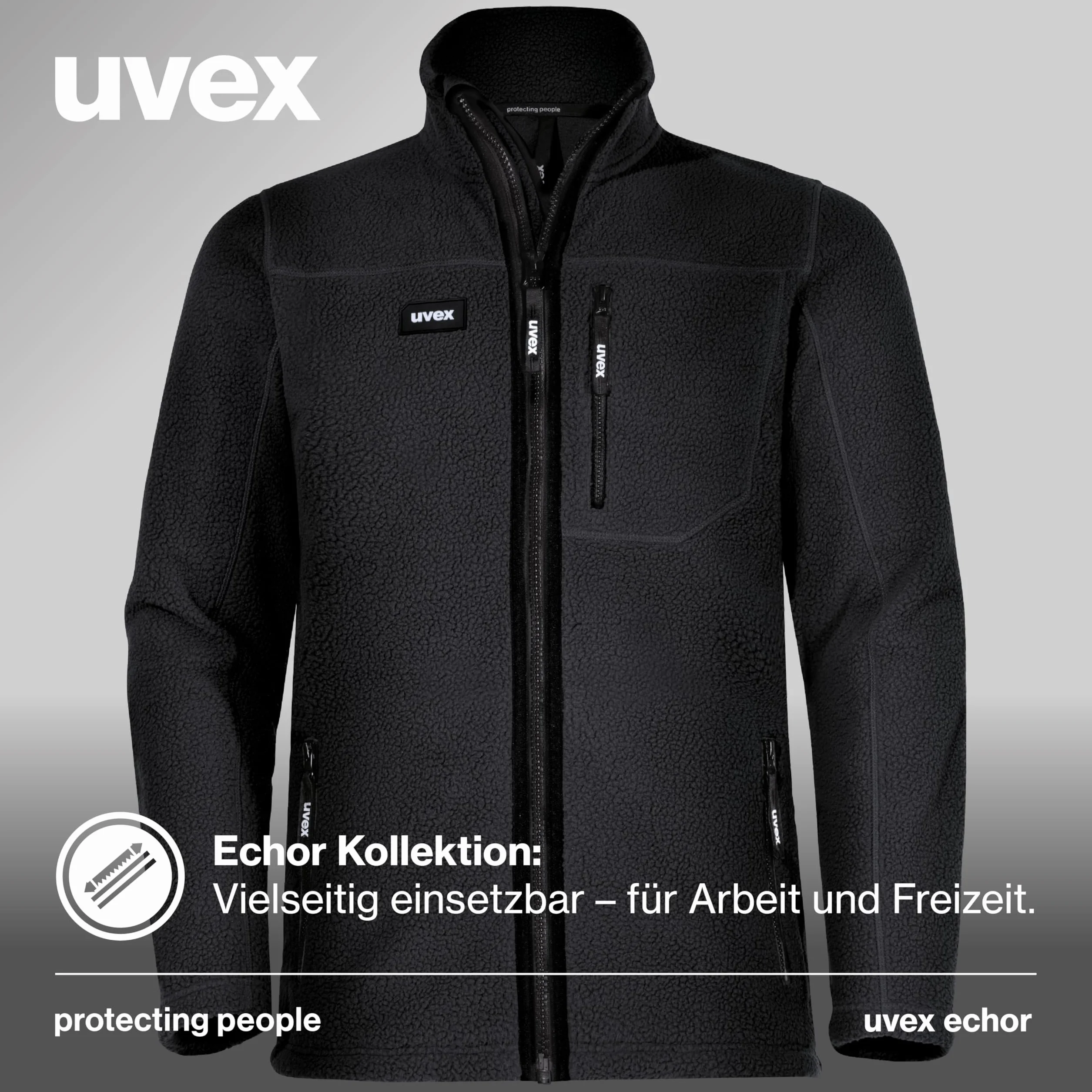 Uvex Echor kurtka polarowa, męska kurtka robocza, kurtka outdoorowa z polarem Sherpa